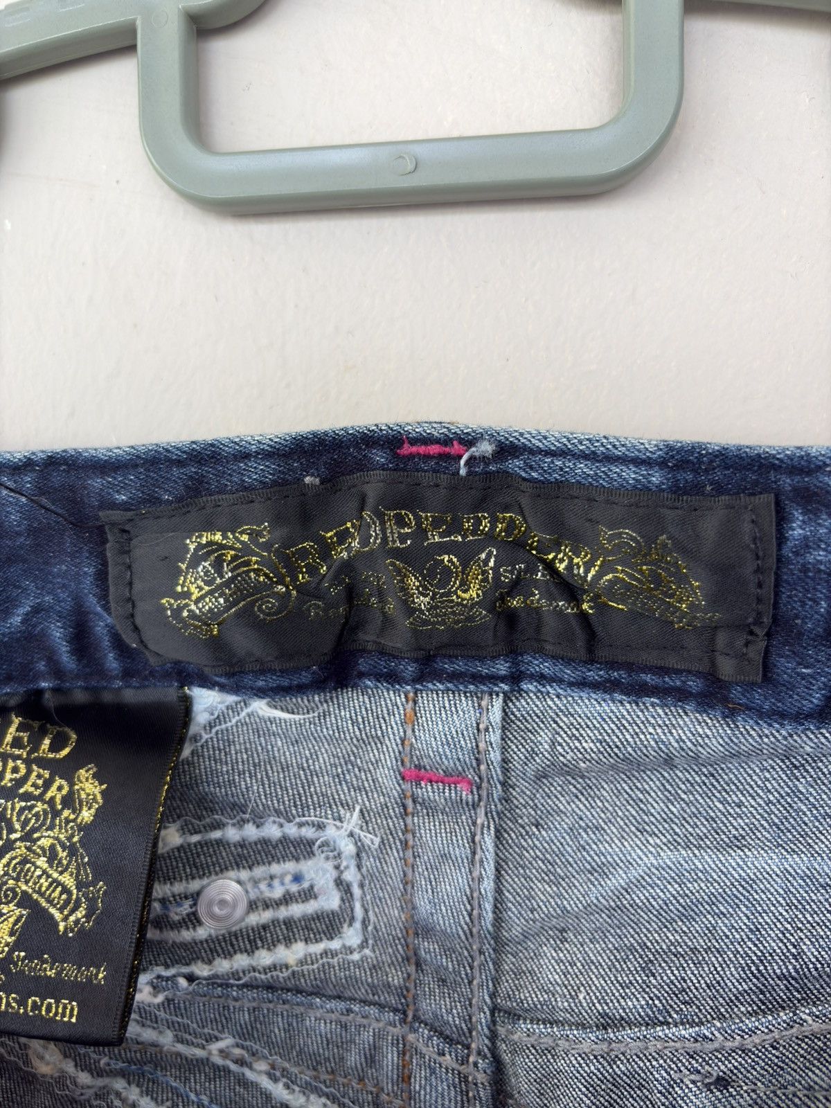 Japanese Brand Red Pepper Union Jack Streetwear Low Flared Distressed Denim Size US 31 - 14 Thumbnail