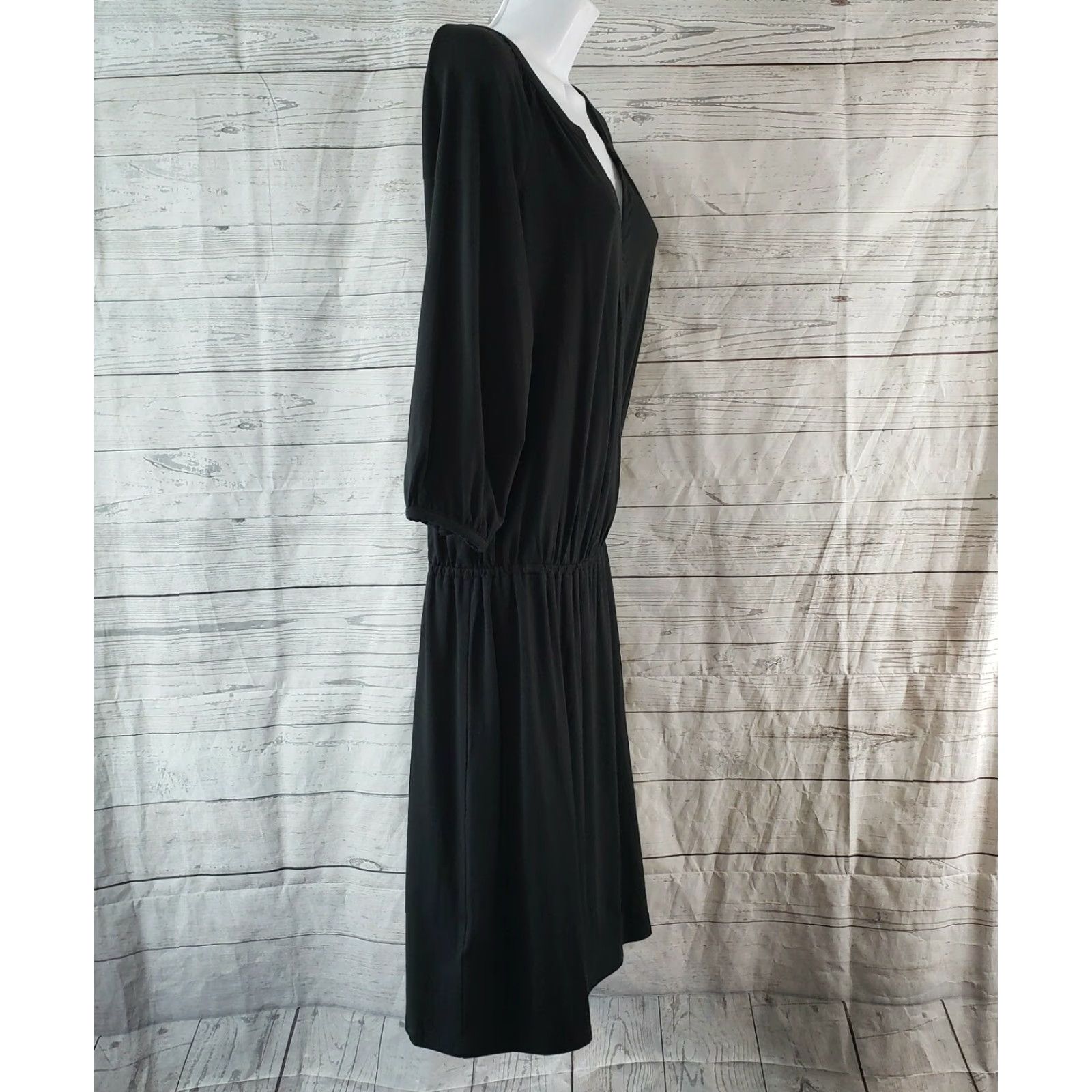 Tommy Bahama Tommy Bahama Womens Dress Solid Black 3/4 Sleeve Viscose Blend Small Dress Womens Black V-Neck Casual Knit Faux Wrap N/A Size S / US 4 / IT 40 - 3 Thumbnail
