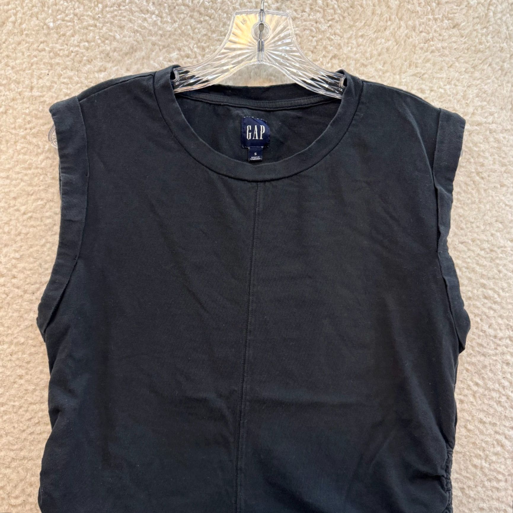 Gap Gap Muscle Tank Top Small Womens Black Ruched Tie Sleeveless Casual Minimalist Tank Shirt S Womens Black Tank Top Size S / US 4 / IT 40 - 3 Thumbnail