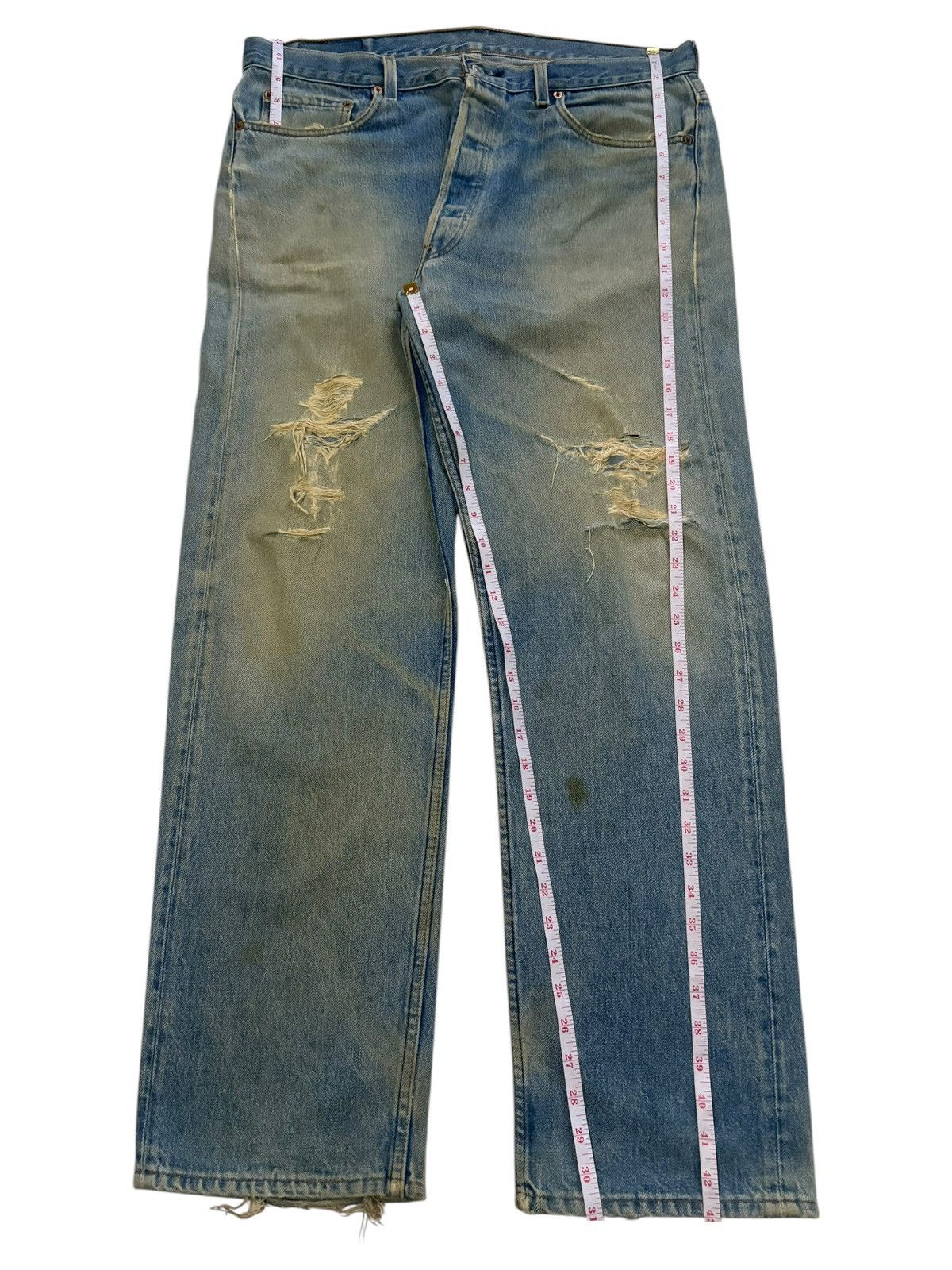 Levi's Vintage 90s Levis 501xx Mud Wash Distressed Baggy Jeans Size US 37 - 12 Thumbnail