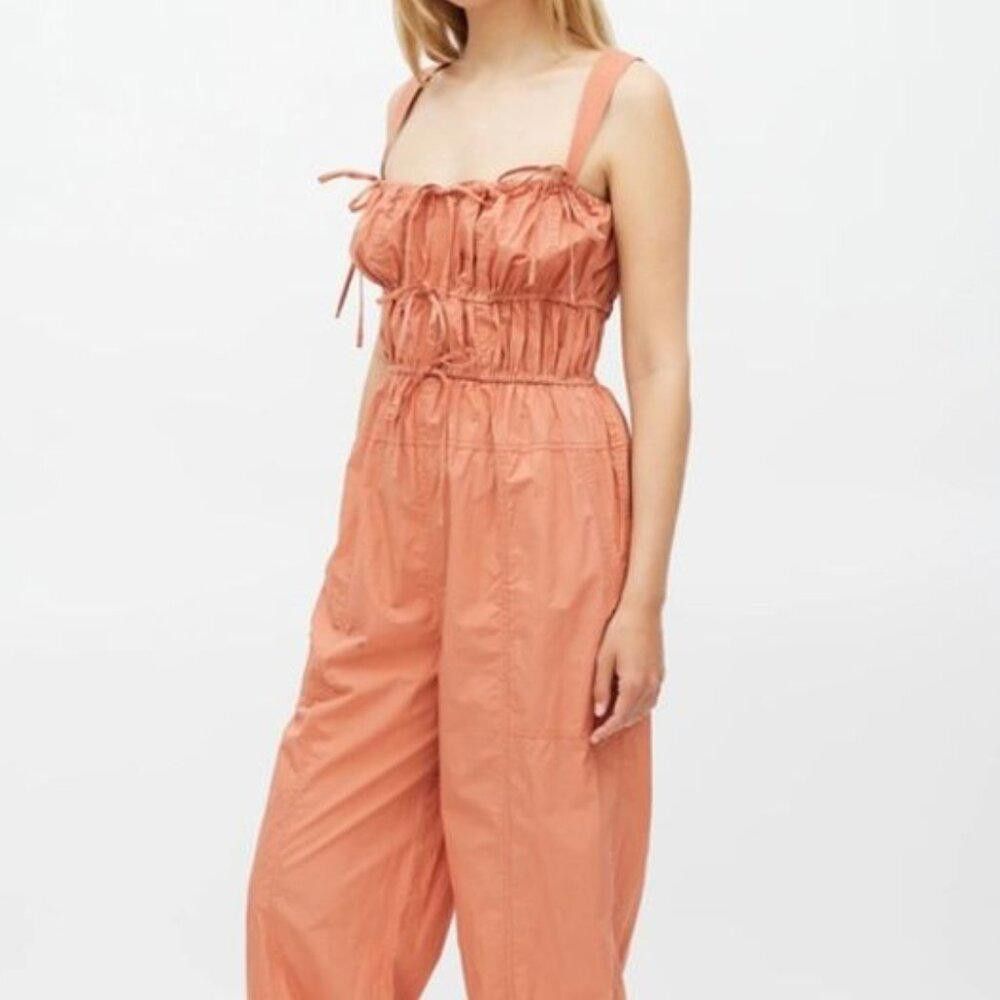 Designer Ulla Johnson Orange Cotton Tatum Drawstring Jumpsuit Size 28" / US 6 / IT 42 - 1 Thumbnail