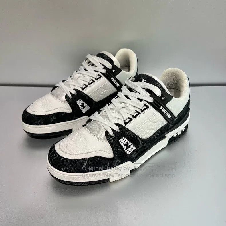 Louis Vuitton Louis Vuitton Trainer Black and White Denim Low Top Board Size US 8 / EU 41 - 1 Thumbnail