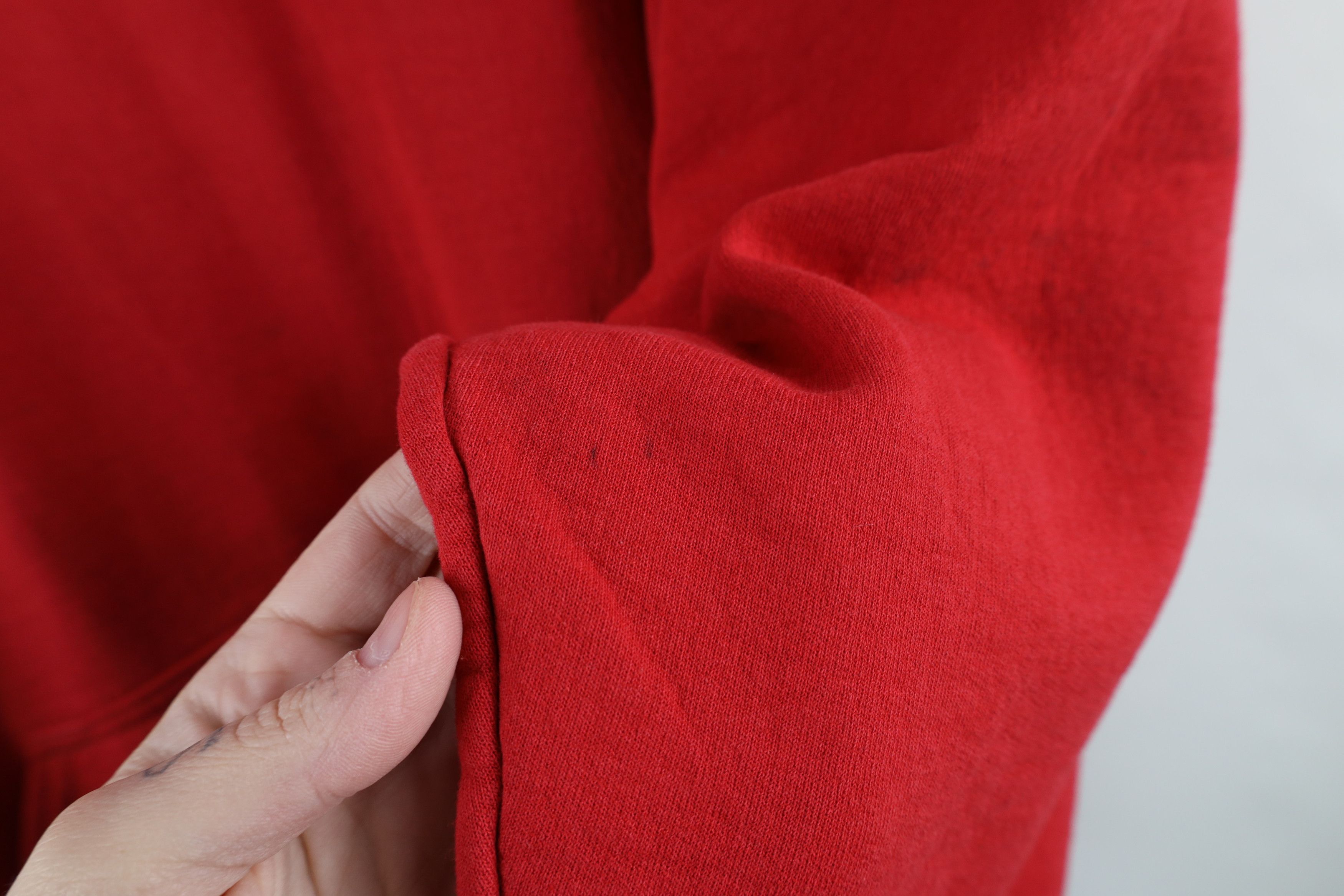 Vintage Vintage 90s Streetwear Thrashed Blank Hoodie Sweatshirt Red Size US XXL / EU 58 / 5 - 6 Thumbnail