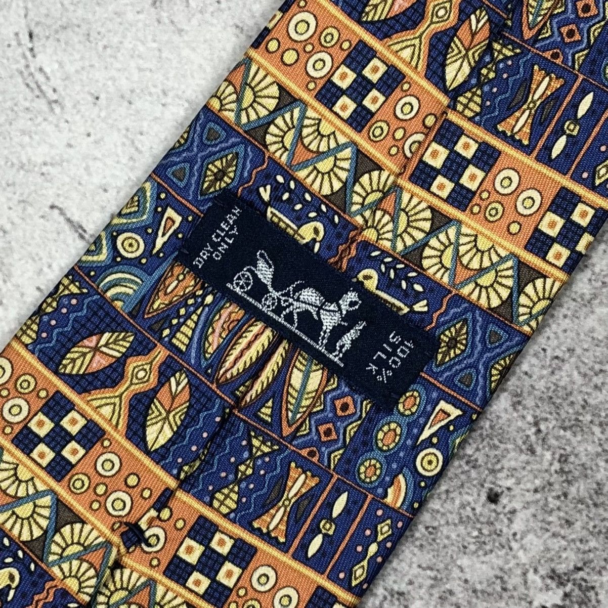 Hermes Hermes Paris Silk Tie Geometric Tribal Mosaic Bird Pattern Size ONE SIZE - 9 Thumbnail