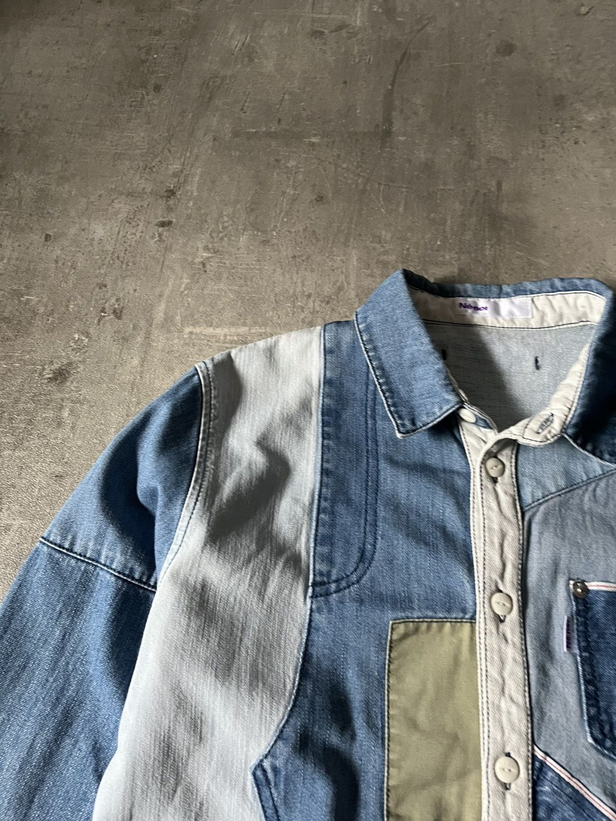 Issey Miyake × Japanese Brand × Ne-Net Ne-Net reconstructed patchwork denim button up shirt Size US M / EU 48-50 / 2 - 5 Thumbnail
