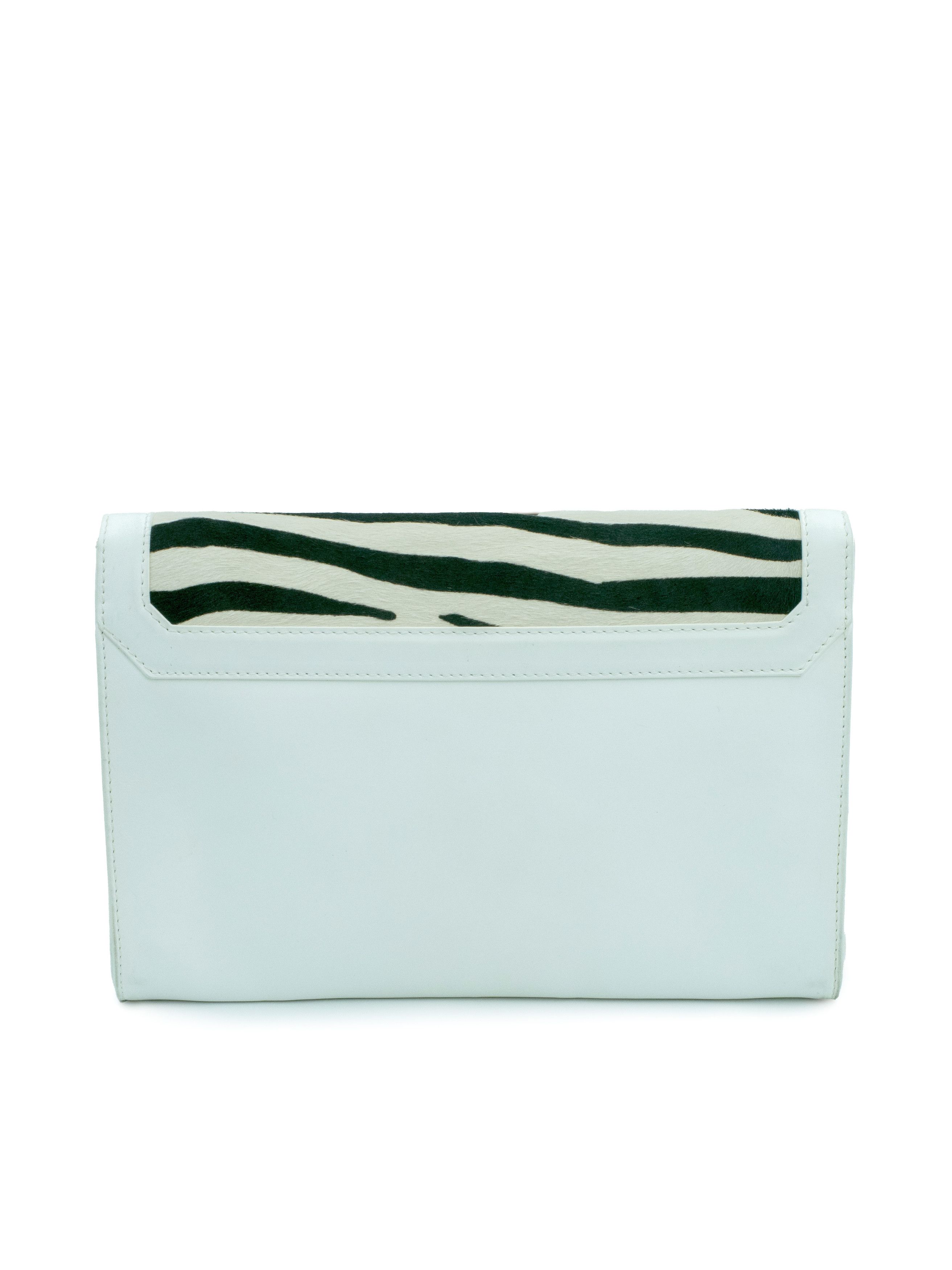 Jimmy Choo White Leather Shoulder Bag With Zebra Print Calfhair On Flap Size ONE SIZE - 3 Thumbnail