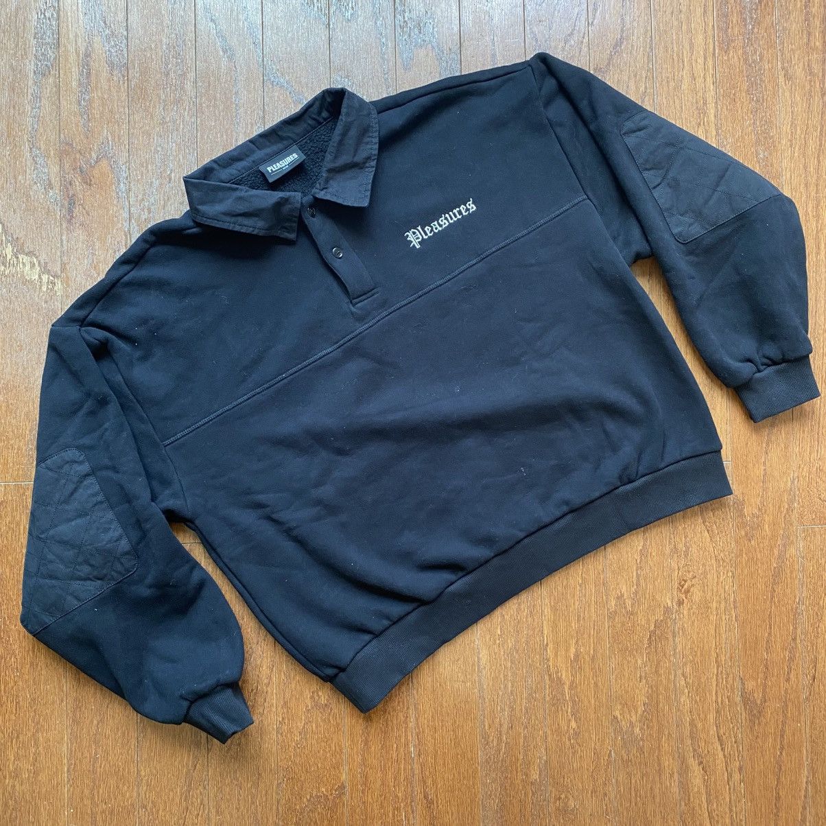 Pleasures Pleasures Rugby Polo Sweatshirt Black Embroidered Medium Size US M / EU 48-50 / 2 - 1 Thumbnail