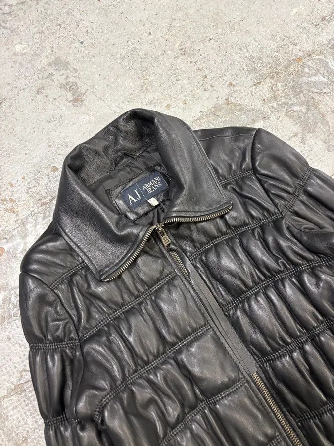 Armani 2000s Armani Black Leather Puffer Jacket Size US S / EU 44-46 / 1 - 5 Thumbnail