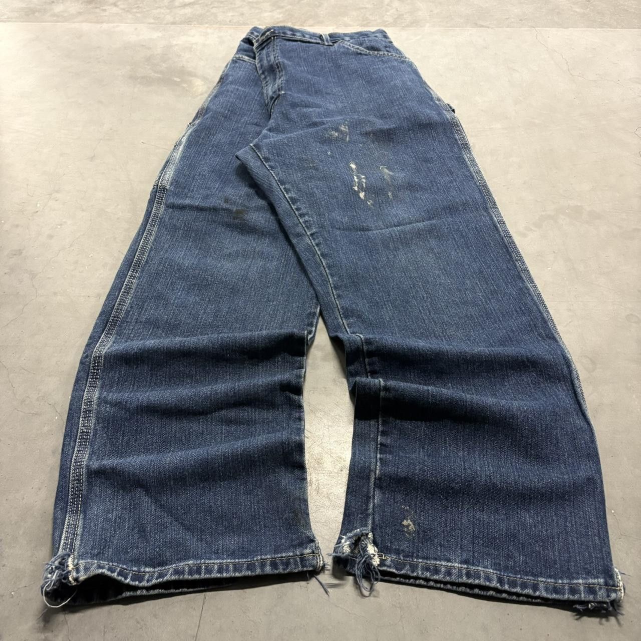 Vintage Crazy Vintage Y2K/2000s Baggy Wideleg Workwear Style Dickies Stained Carpenter Dark Wash Denim Jeans! Size US 40 / EU 56 - 3 Thumbnail