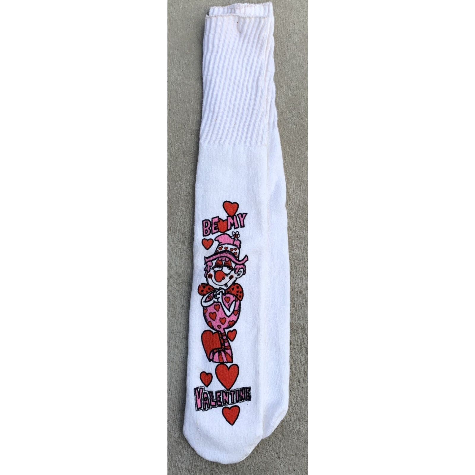 Vintage VINTAGE Be My Valentine Novelty Tube Socks Valentine 80s 90s Unisex Adults 9-15 Ivory Knee High Socks Size ONE SIZE - 2 Thumbnail