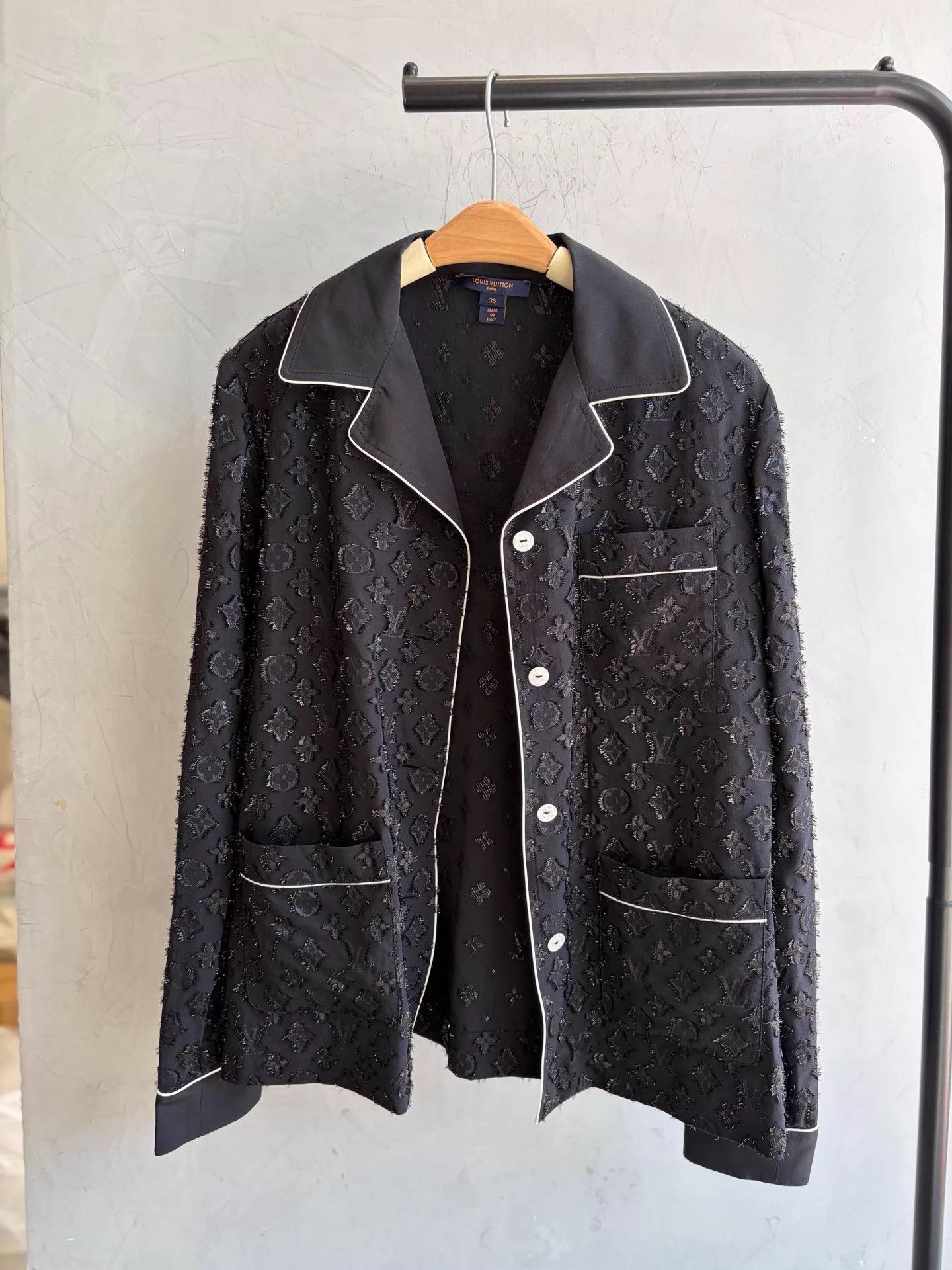 Louis Vuitton LV Full Monogram Embossed Silk PJ Shirt Women's 36 99 New Size XS / US 0-2 / IT 36-38 - 1 Thumbnail