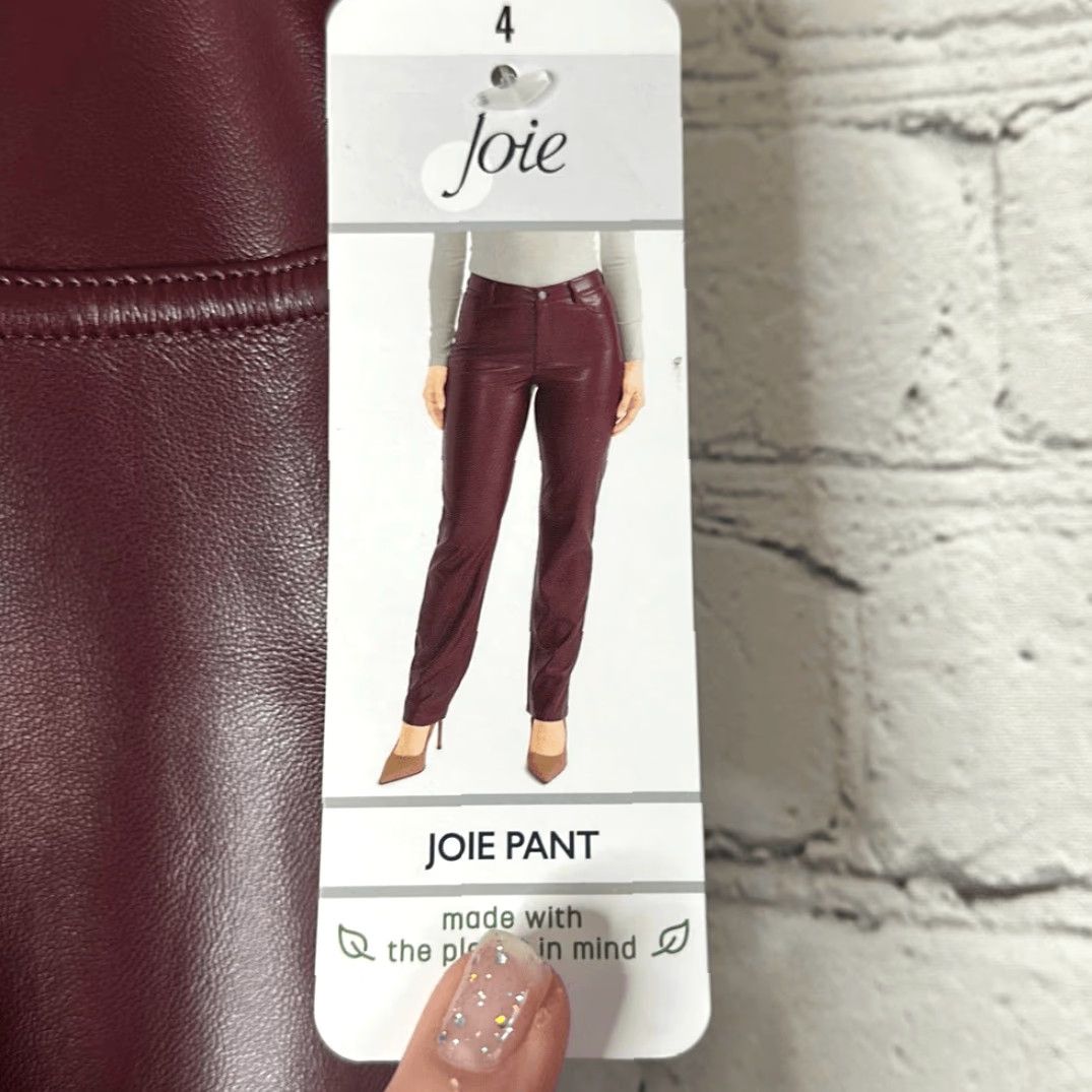 Joie Joie Womens Pants size 4 Burgundy Vegan Leather NEW Size 27" / US 4 / IT 40 - 3 Thumbnail