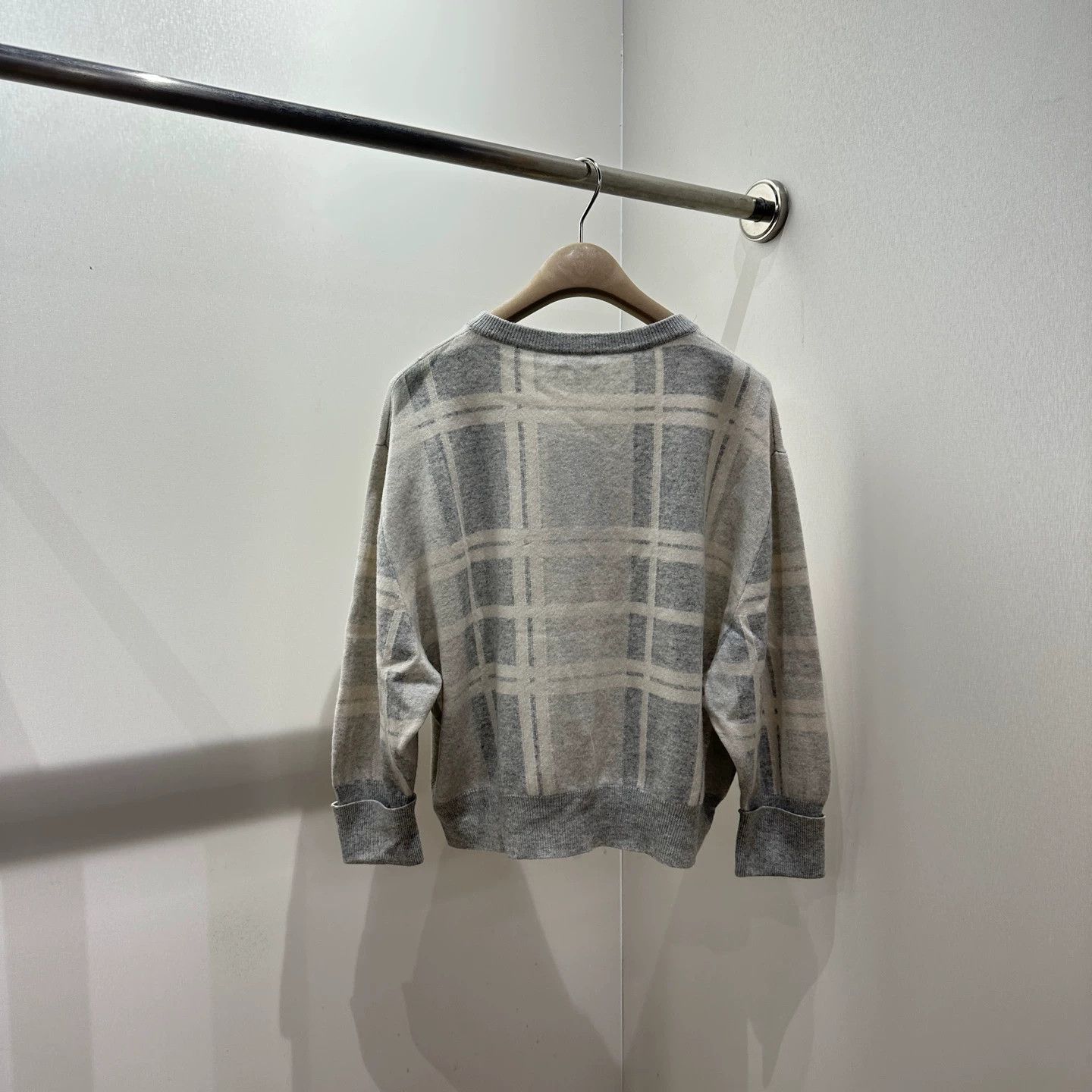 Brunello Cucinelli mar102 sequin check wool cashmere M knit