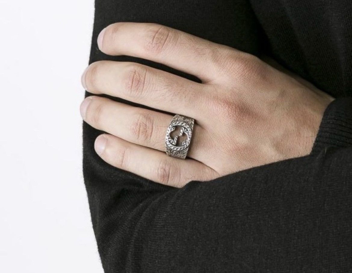 Gucci Gucci GG Logo Sterling Silver 925 Ring Unisex 455302 Size ONE SIZE - 5 Thumbnail