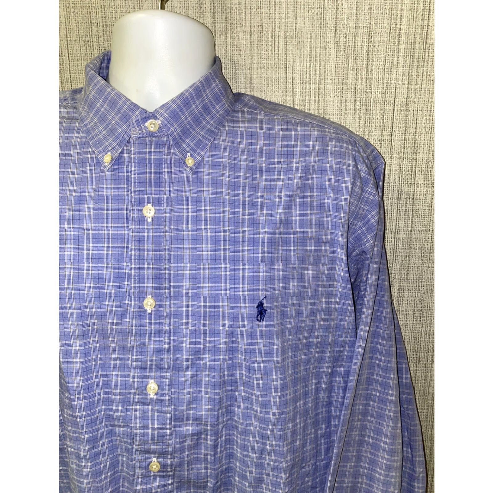 Ralph Lauren Ralph Lauren Yarmouth Mens Blue Long Sleeve Button Front Shirt Size 17 Plaids & Checks Size US XL / EU 56 / 4 - 2 Thumbnail