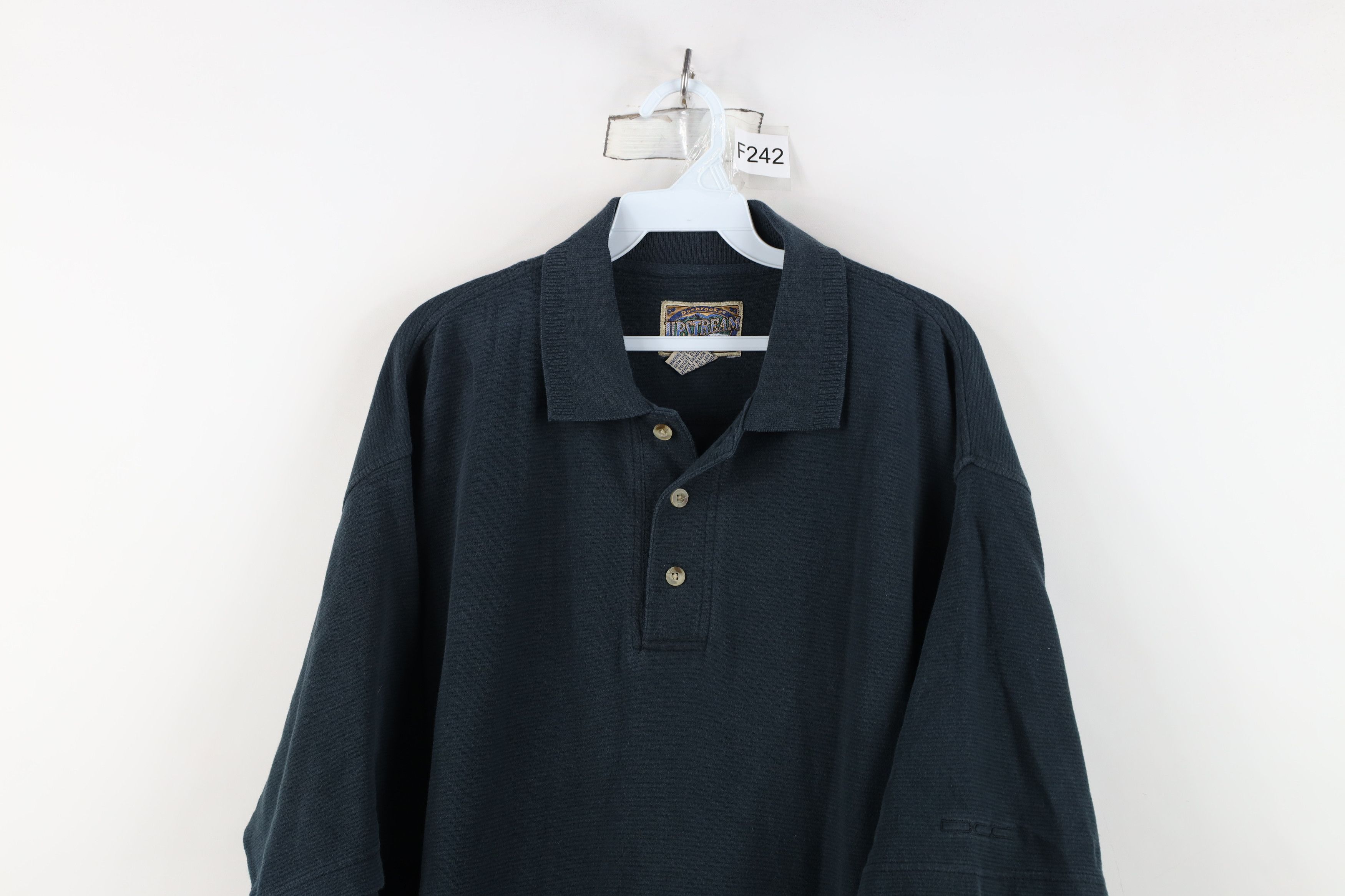 Vintage Vintage 90s Streetwear Ribbed Baggy Golf Polo Shirt Black Size US L / EU 52-54 / 3 - 2 Thumbnail