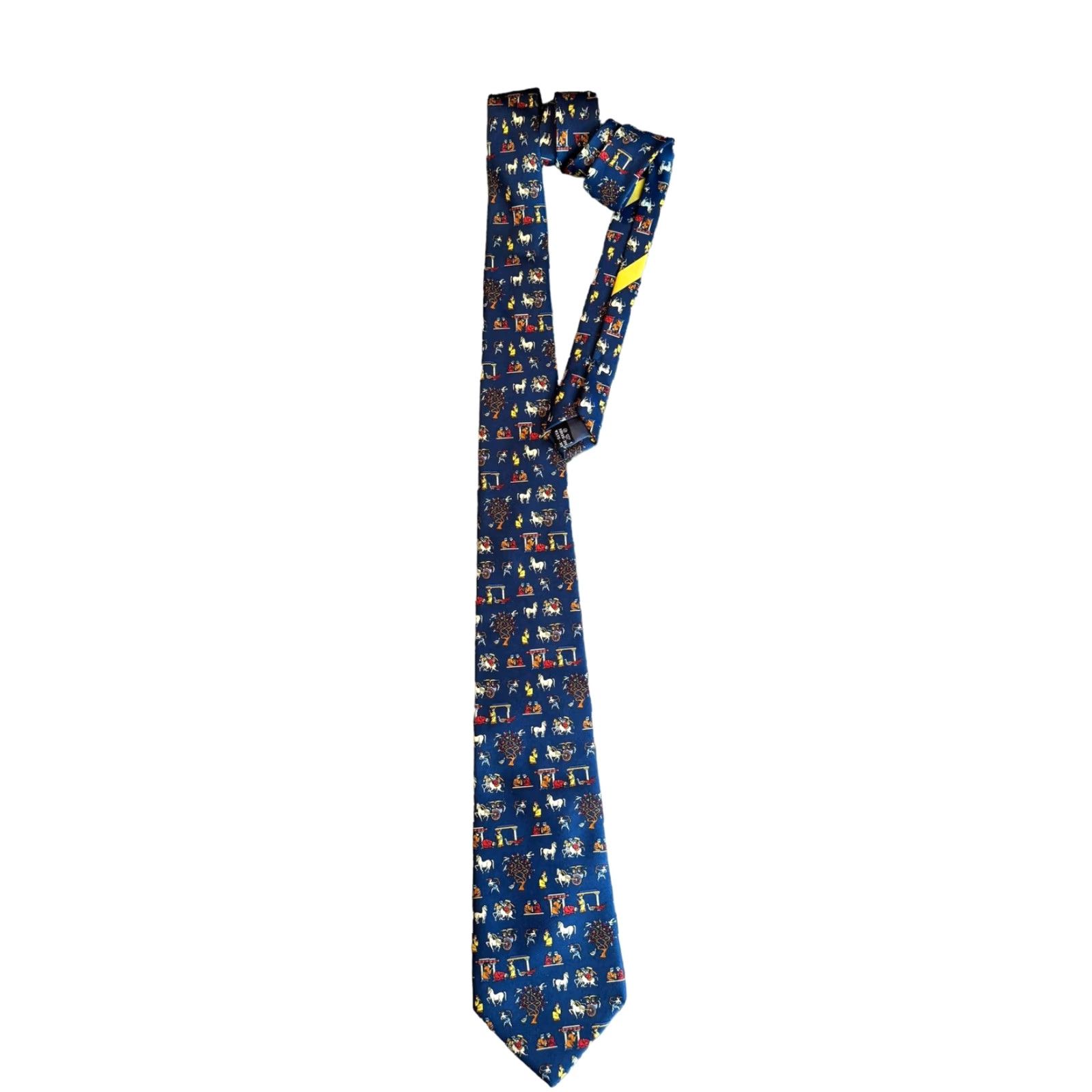 Salvatore Ferragamo SALVATORE FERRAGAMO Tie Persian Medieval Novelty Blue Silk Italy Necktie Size ONE SIZE - 5 Thumbnail