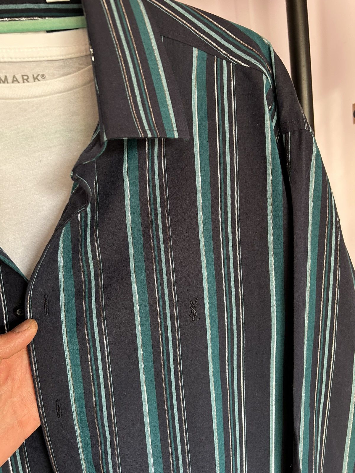 Saint Laurent Paris Vintage Yves Saint Laurent Striped Shirt Size US L / EU 52-54 / 3 - 2 Thumbnail