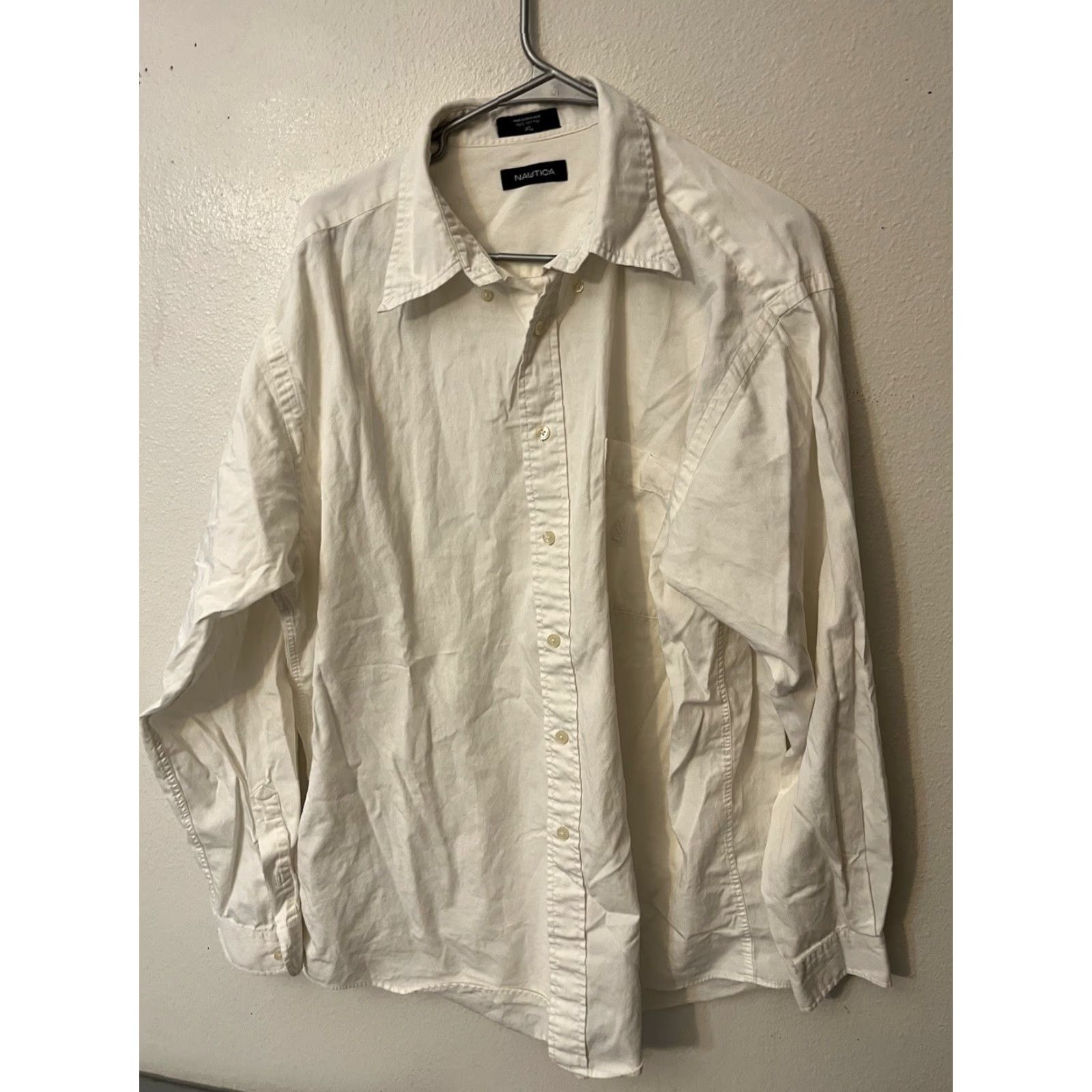 Nautica Nautica Shirt XL White Cotton Button-Up Collared Mens Regular Size US XL / EU 56 / 4 - 2 Thumbnail