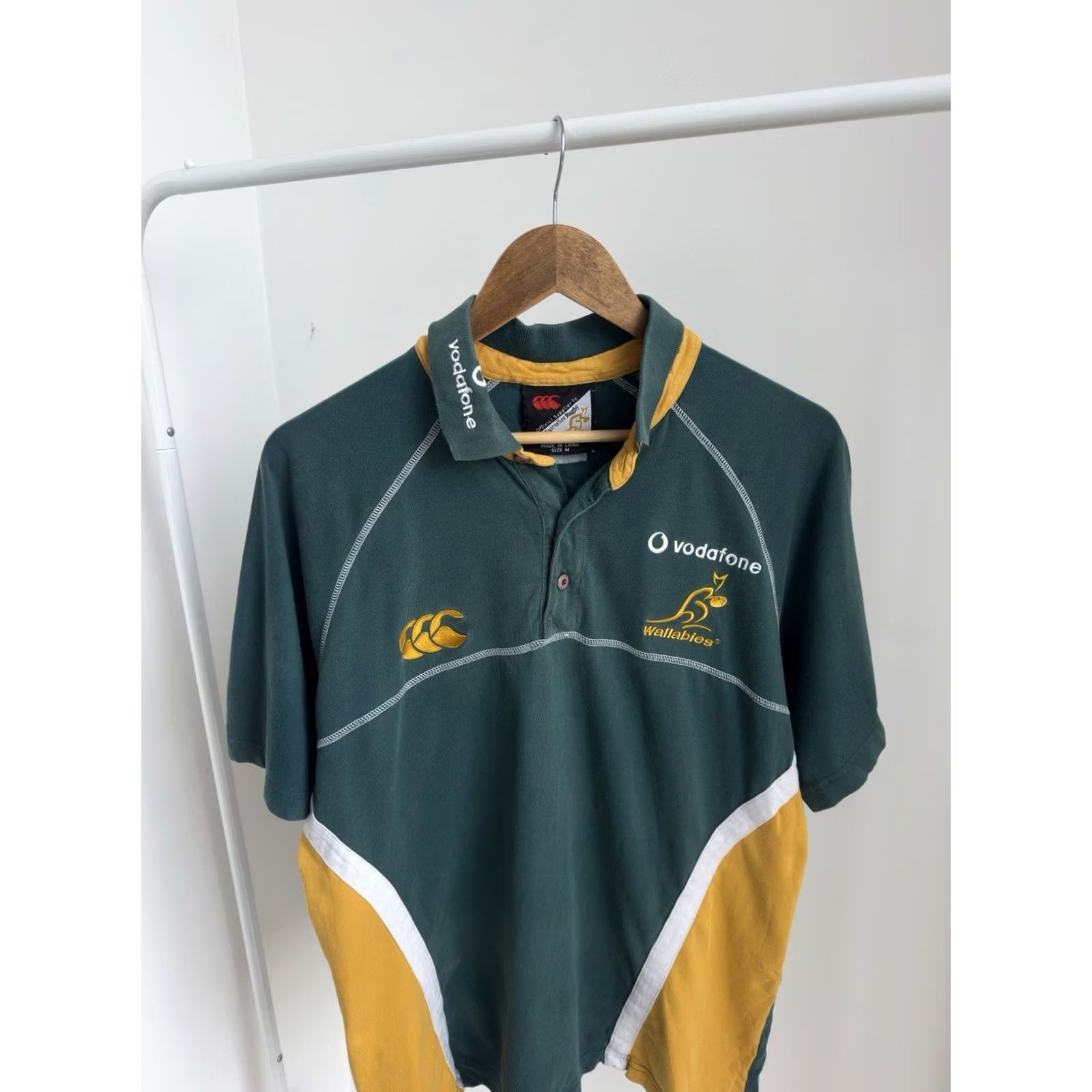 Vintage Canterbury Wallabies Polo Shirt Vintage 00s Striped Long Sleeve Green M Men Rugby Polo Shirt Size US M / EU 48-50 / 2 - 4 Thumbnail