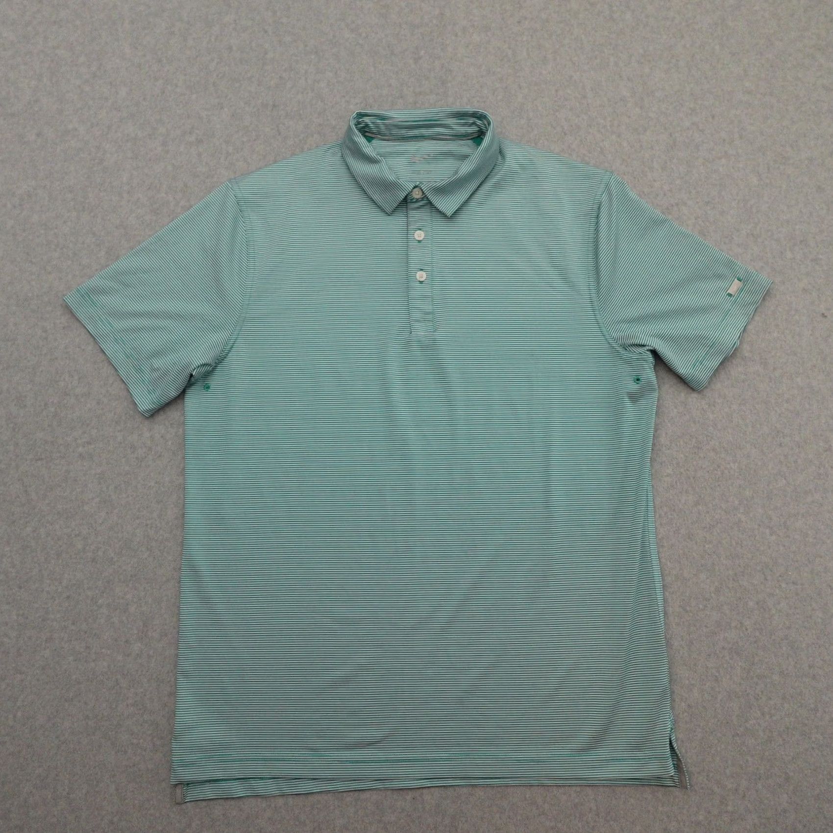 Nike Nike Golf Polo Shirt Mens M 21X28 Striped GREEN w/ Metal Swoosh Vented Shirt Size US M / EU 48-50 / 2 - 2 Thumbnail