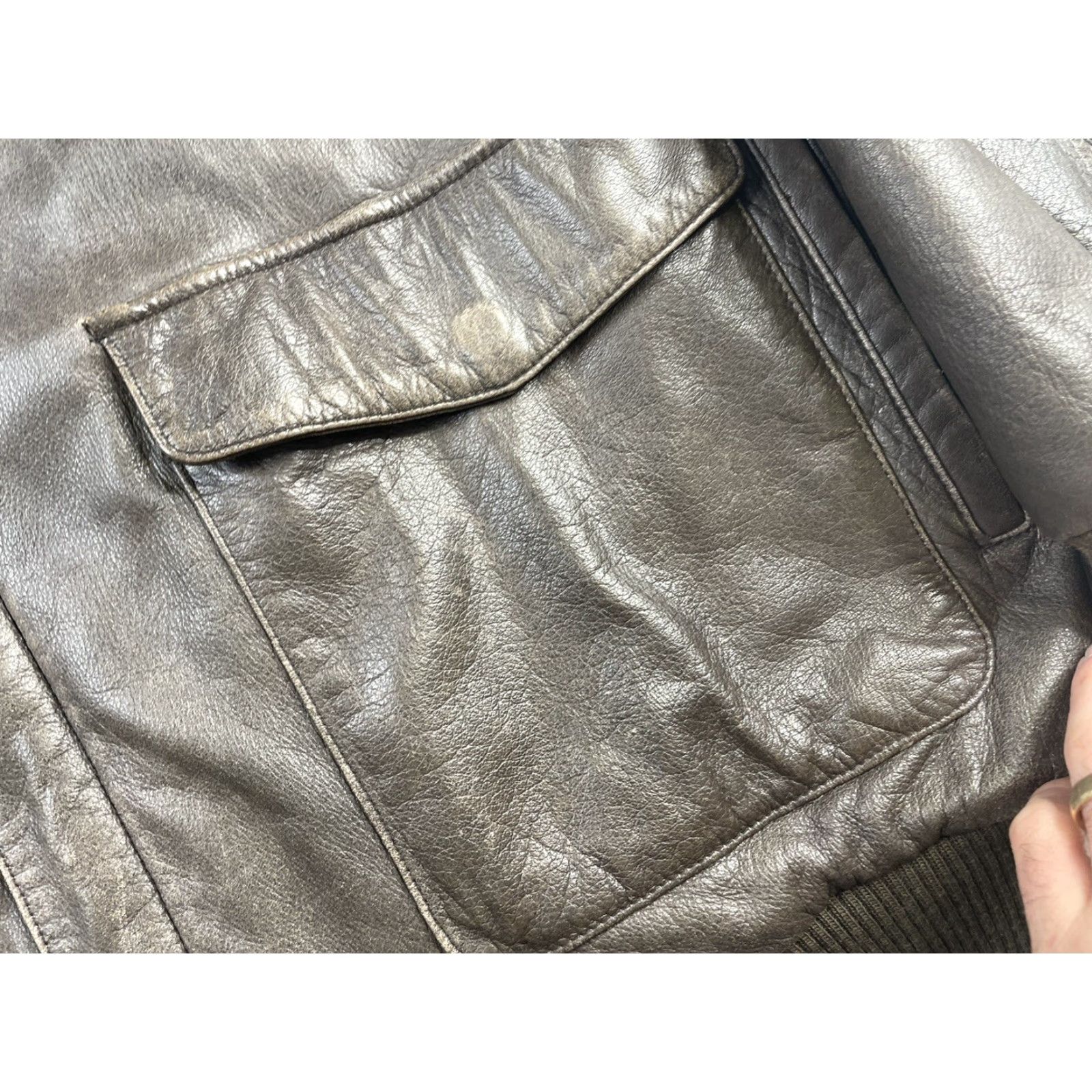 Orvis VINTAGE Orvis Leather Jacket Men XL Brown Fly Fishing Schools 90s Fish Theme Zipper Snap Buttons Size US XL / EU 56 / 4 - 5 Thumbnail