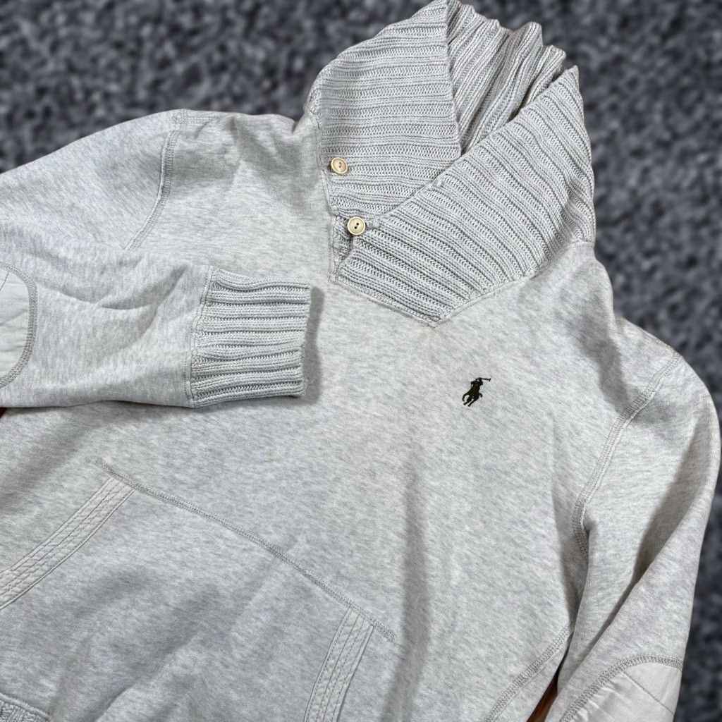 Polo Ralph Lauren VINTAGE Polo Ralph Lauren Sweatshirt Pullover Fleece Cotton-Blend Shawl Shawl PULLOVER Sweatshirt Gray S Mens Small Size Regular Mens Size US S / EU 44-46 / 1 - 1 Thumbnail