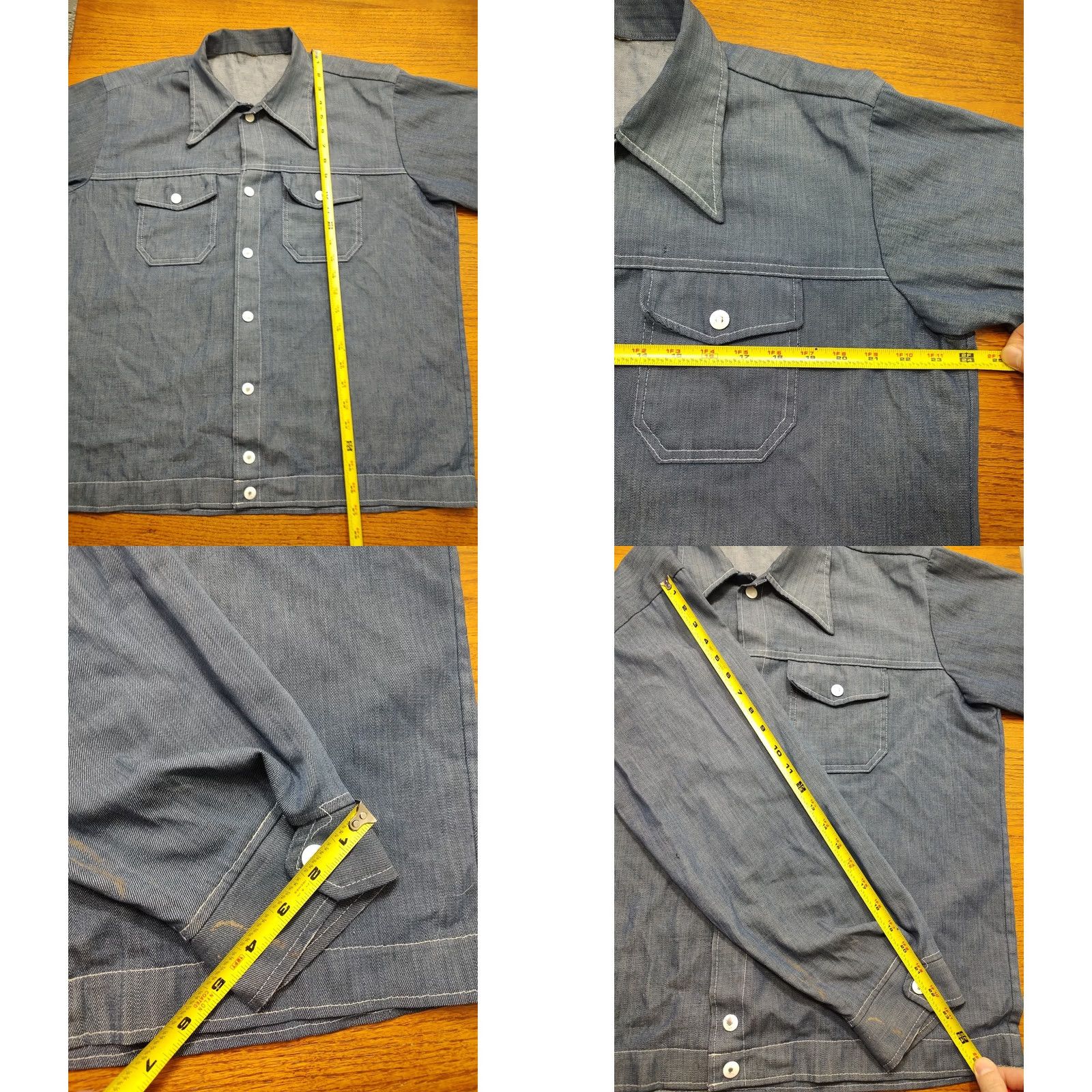 Denime VINTAGE Denim Chore Jacket XL Men Mid-Length Snap Button Military Style Workwear USA 80s Blue Size US XL / EU 56 / 4 - 9 Thumbnail