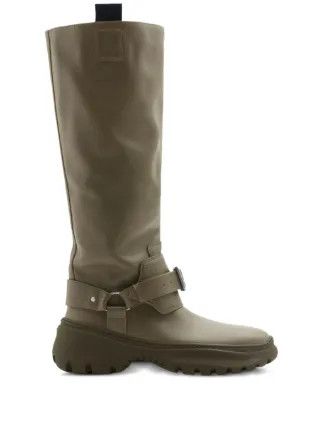 Burberry o1s22i1n0125 Equestrian-Style Leather Riding Boots Khaki Size US 8 / IT 38 - 1 Thumbnail