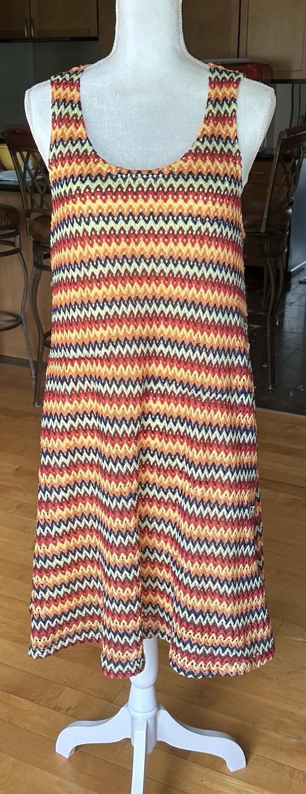 Other SJS Plus Size 1X Chevron Multi Colored Crochet Tank Dress Size XL / US 12-14 / IT 48-50 - 2 Thumbnail
