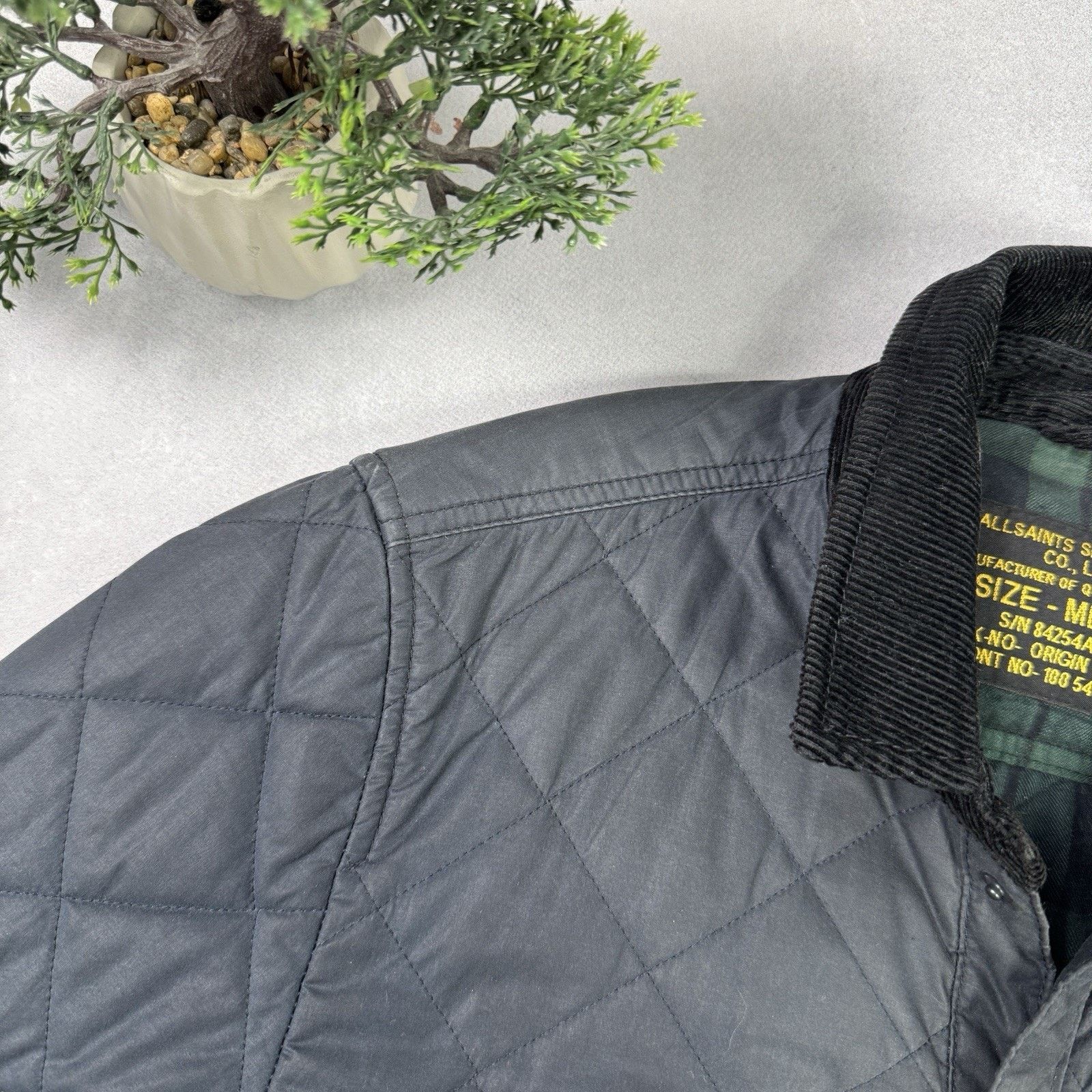 Allsaints Allsaints Spitalfields Waxed Quilted Jacket Blue Size M Size US M / EU 48-50 / 2 - 3 Thumbnail