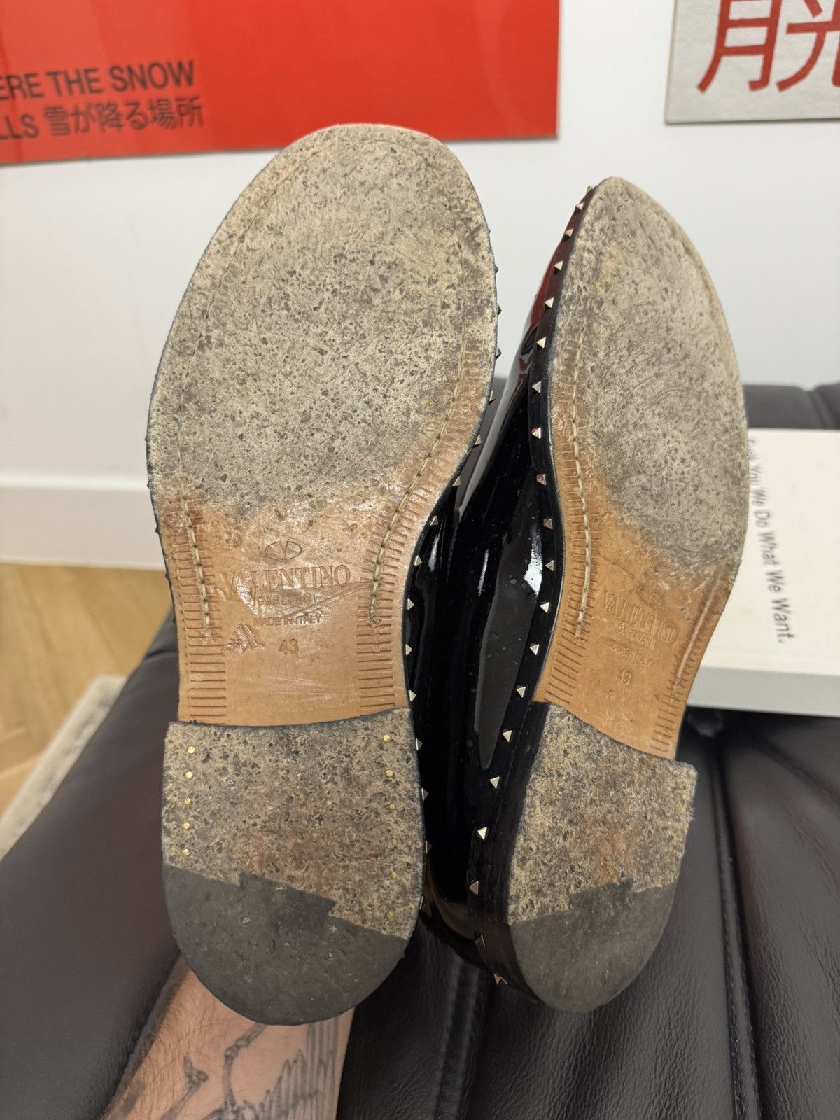 Valentino Valentino Rock Stud Leather Shinny Black Designer Loafers Size US 9.5 / EU 42-43 - 7 Thumbnail