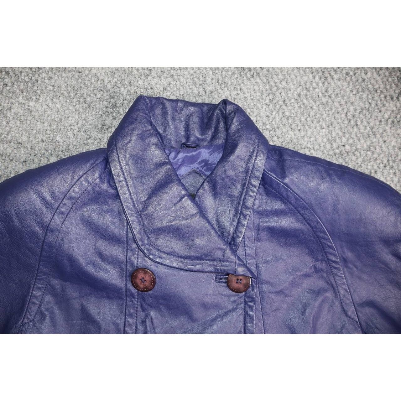 Vintage Pelle New York Purple Leather Coat Women’s Small Long Jacket Size US S / EU 44-46 / 1 - 5 Thumbnail
