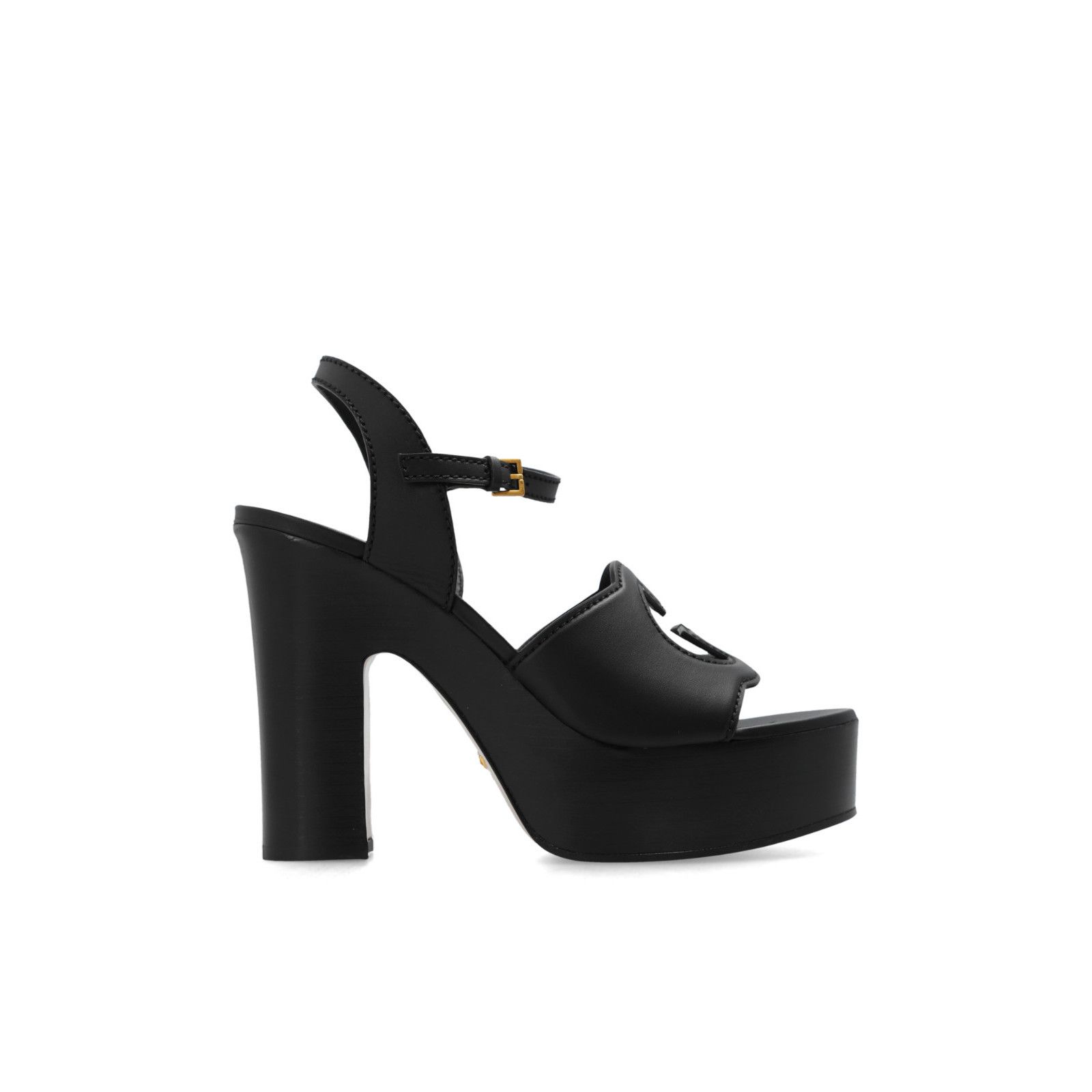 Gucci GUCCI Interlocking G Black Leather Platform 135mm Sandals Ne Size US 6 / IT 36 - 1 Thumbnail