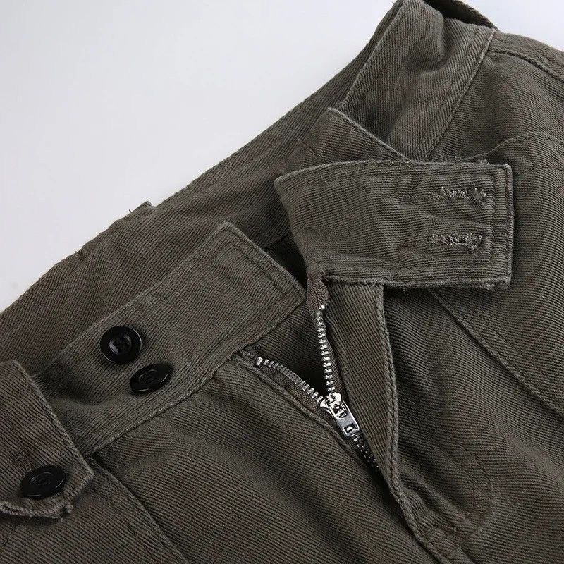 Vintage Denim Pants Women Pockets Stitching Straight Cargo Pants Size 30" / US 8 / IT 44 - 5 Thumbnail