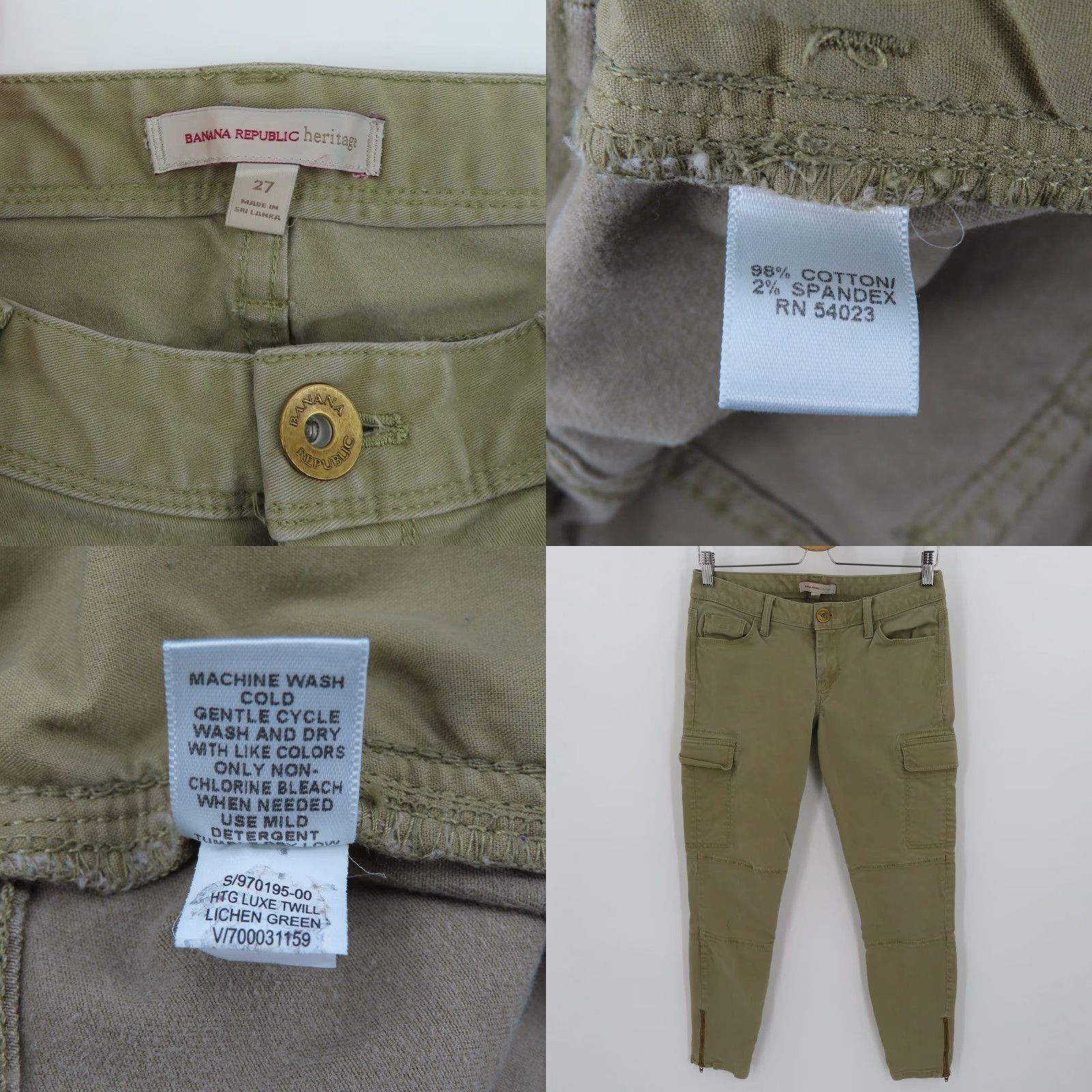 Banana Republic Banana Republic Heritage Womens Pants Cargo Skinny 27 Green Pockets Zip Hem Front Flat Front Regular Regular Size Green Cargo Pants Womens Size 27" / US 4 / IT 40 - 8 Thumbnail