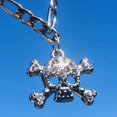 Handmade Rhinestones Crystal cross Skull Figaro Chain Choker Size ONE SIZE - 2 Thumbnail