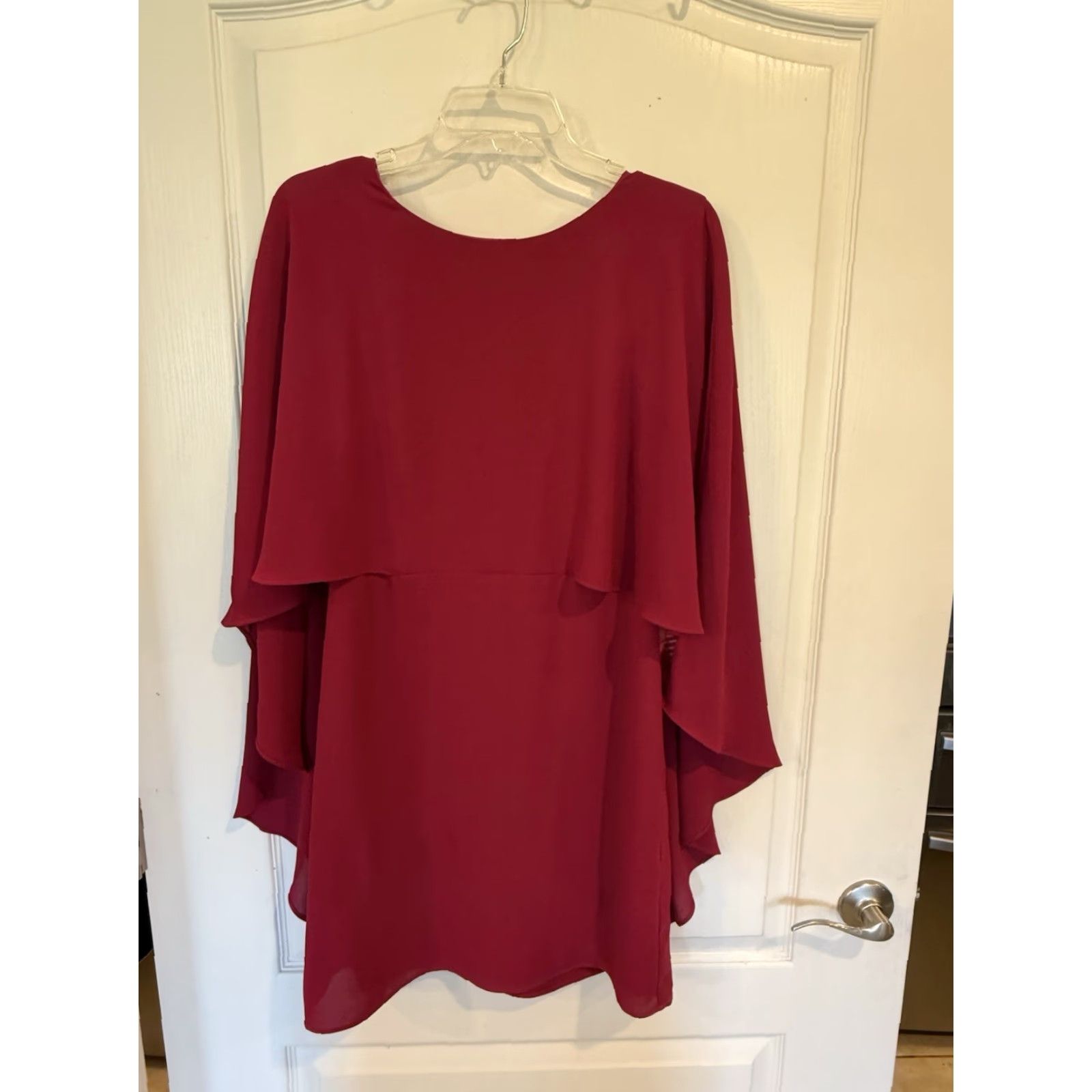 Vintage H HALSTON Dark Pink Wild Berry Cape Sleeve Dress 10 Cocktail Wedding Womens Short Sheath New with Tags Size L / US 10 / IT 46 - 3 Thumbnail