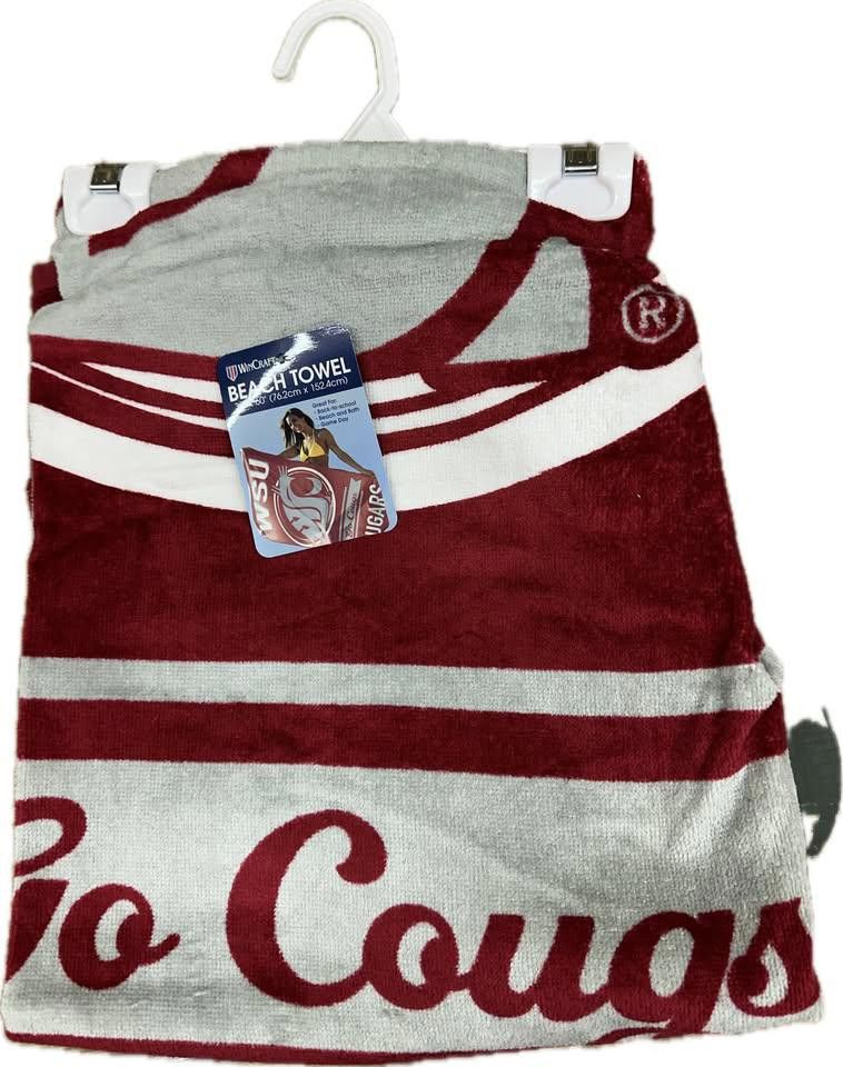 Designer Washington State Cougars Beach Towel NCAA Size ONE SIZE - 1 Thumbnail