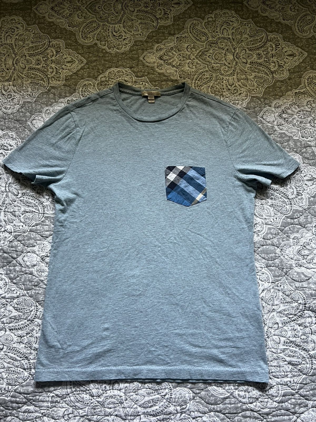 Burberry Burberry Check Pocket T-Shirt – Light Blue – Size M Size US M / EU 48-50 / 2 - 1 Thumbnail