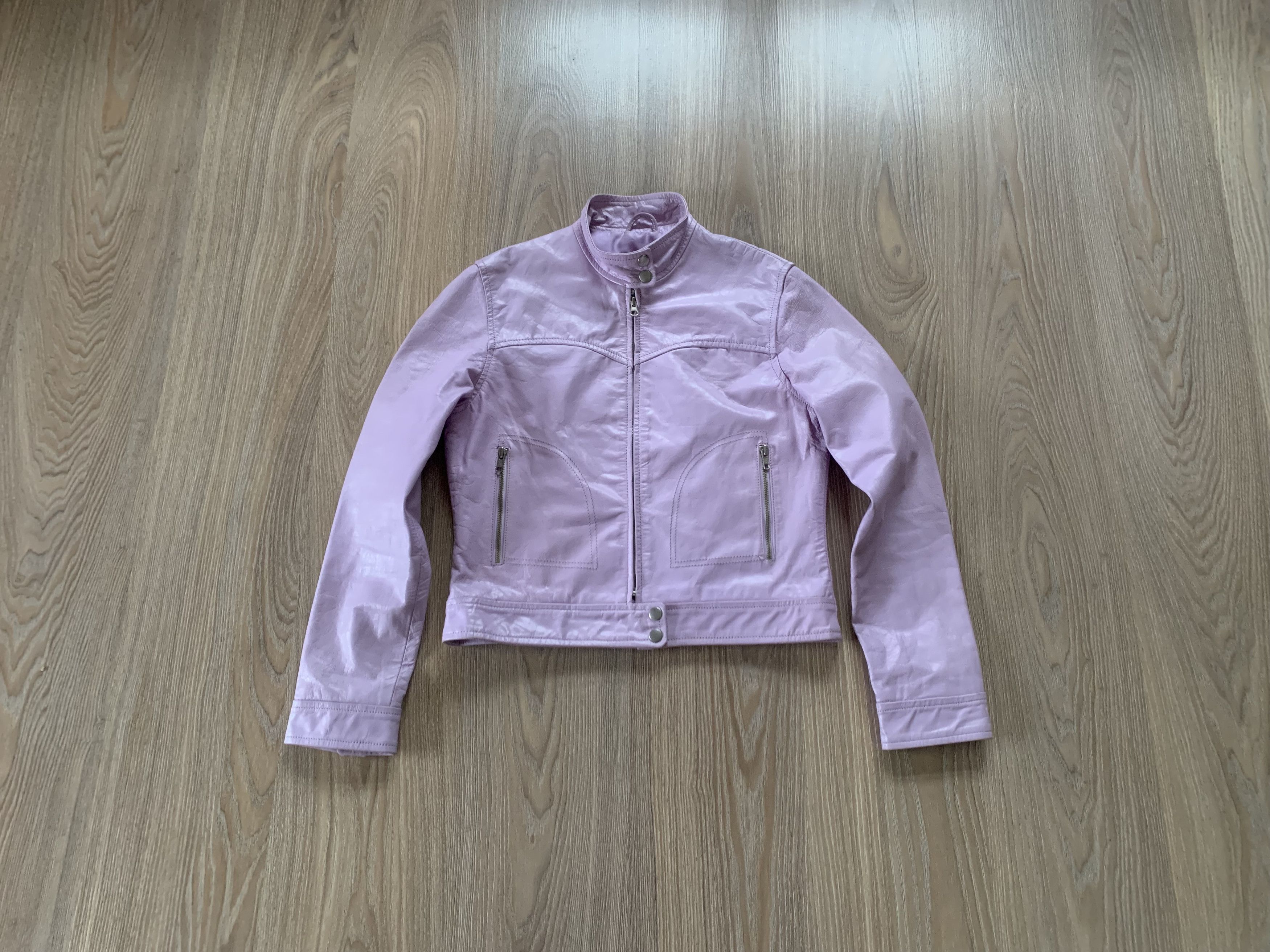 Other Womens Bershka Pink Biker Leather Jacket Size L / US 10 / IT 46 - 1 Thumbnail