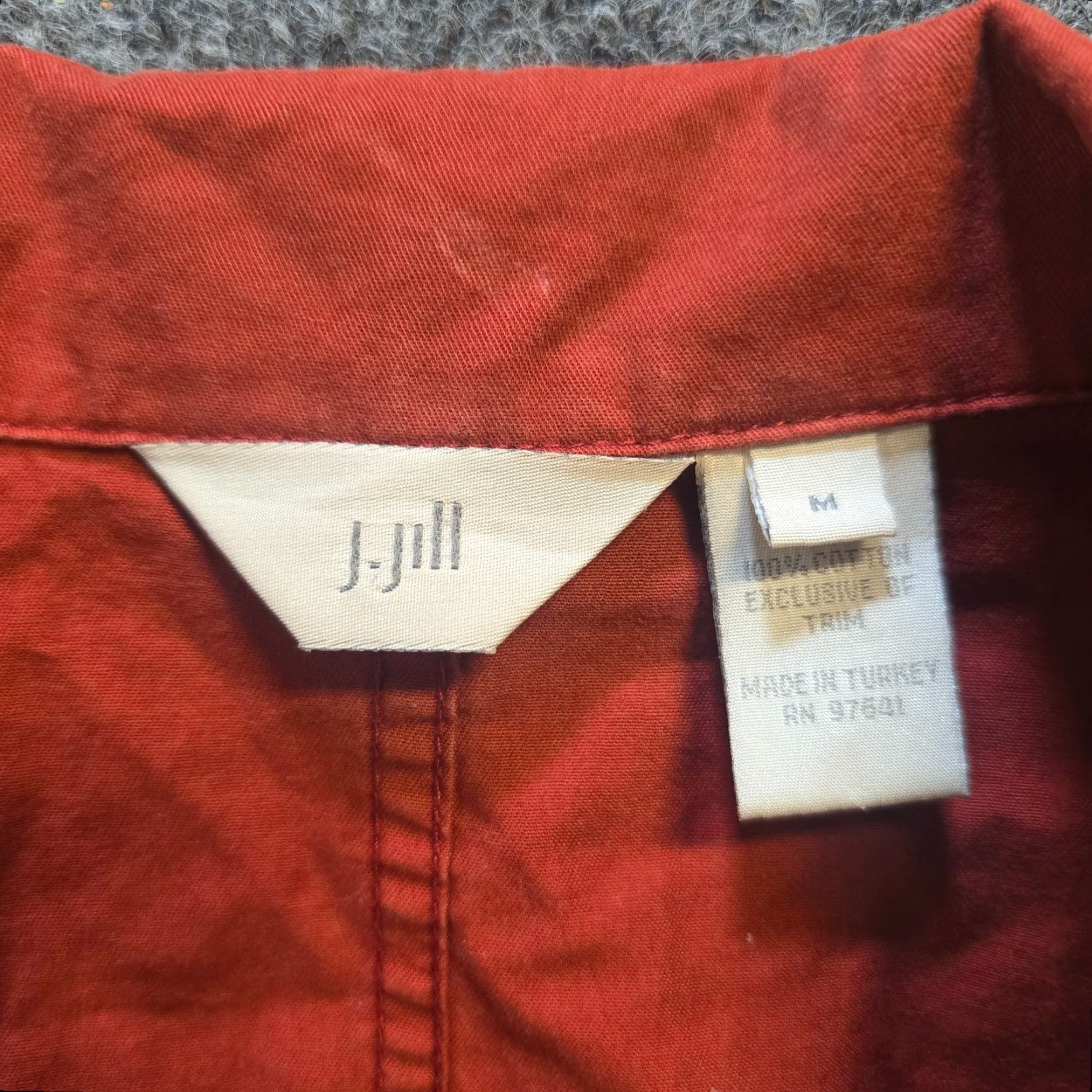 J. Jill J Jill Jacket Womens Large Orange Cotton Lightweight Pockets Button Capsule Jacket Size L / US 10 / IT 46 - 4 Thumbnail