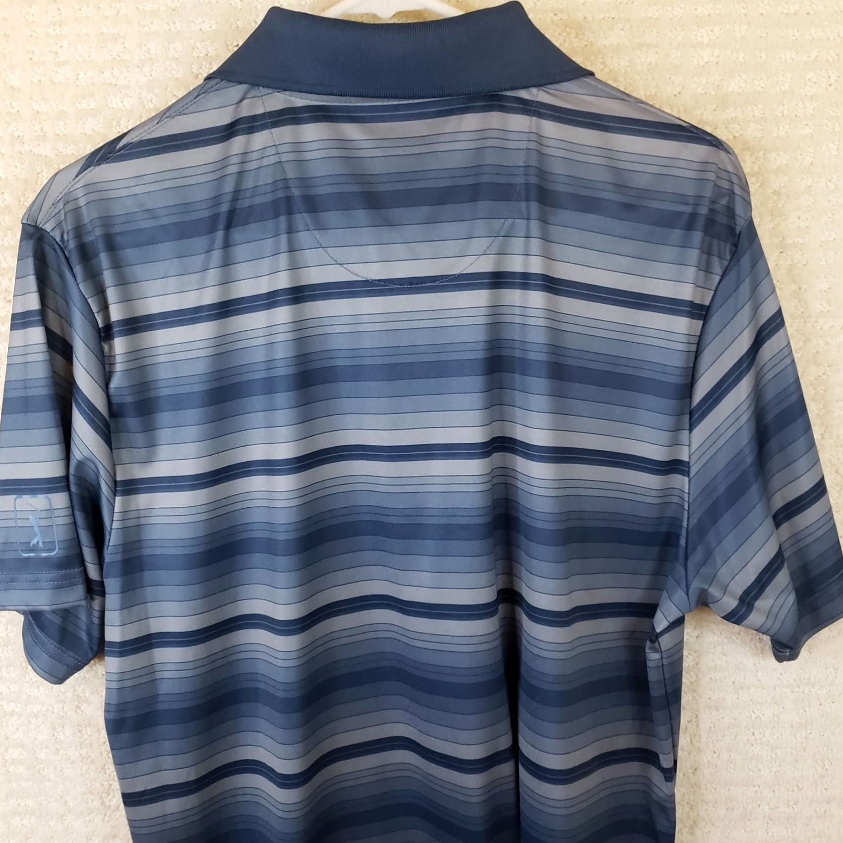 PGA Tour PGA Tour Pro Series Polo Shirt Men Blue Striped Short Sleeve Pullover Breathable 100% Polyester Golf Shirt M Regular Size US M / EU 48-50 / 2 - 6 Thumbnail