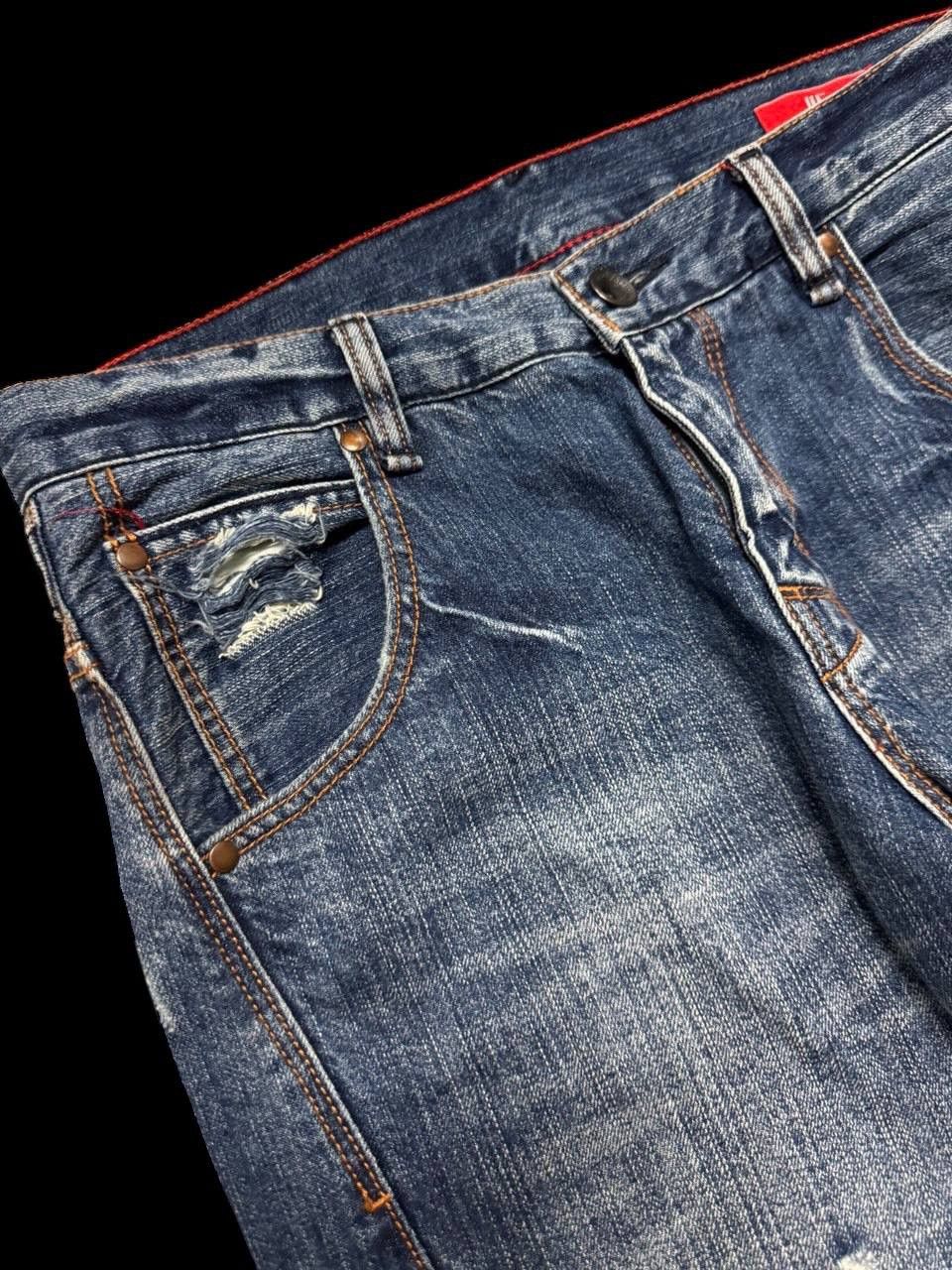 Japanese Brand TWIST LEG Vintage Uj Jean Sick Distressed Ripped Mudwash Size US 32 / EU 48 - 6 Thumbnail