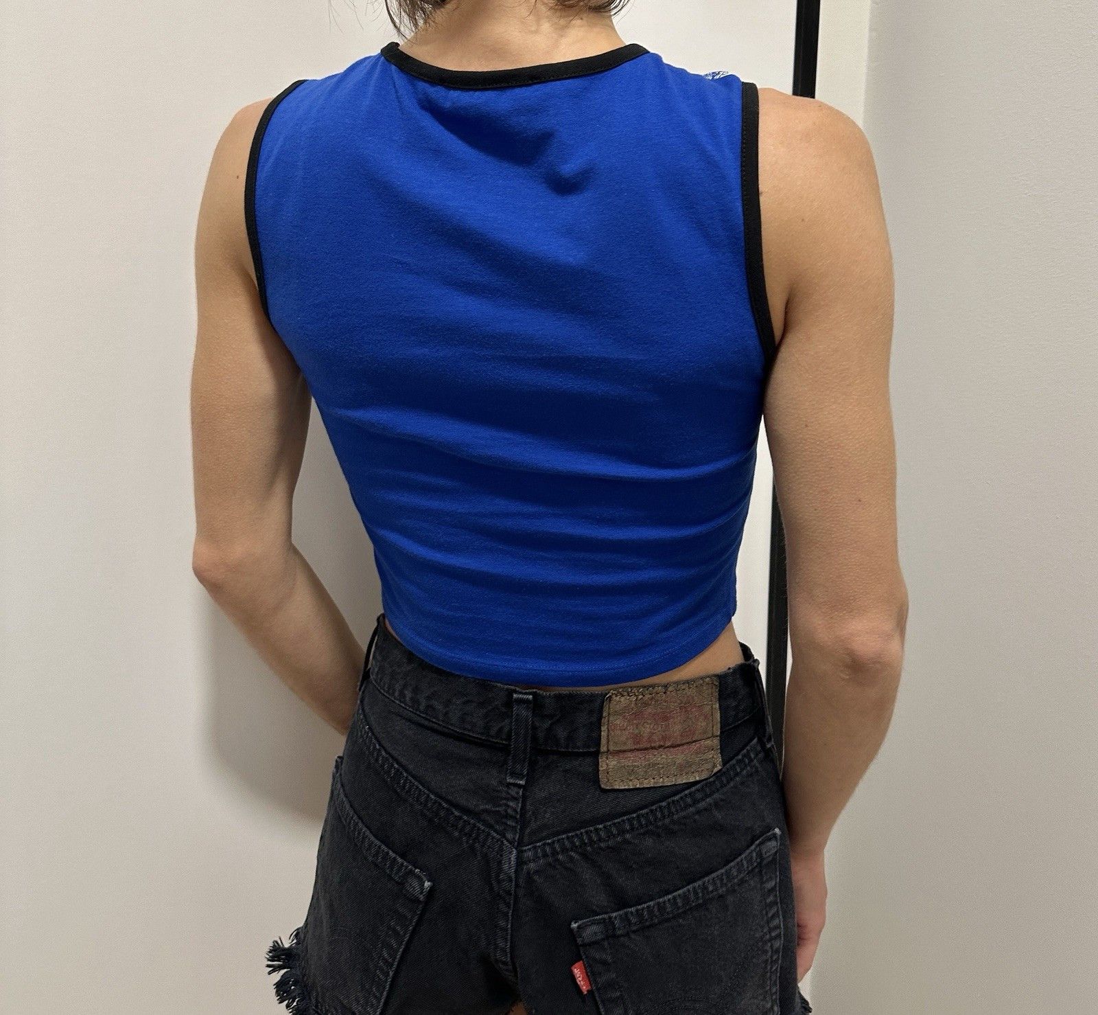 Jaded London Jaded London Blue Face Print Crop y2k Cotton Top Size XS / US 0-2 / IT 36-38 - 3 Thumbnail