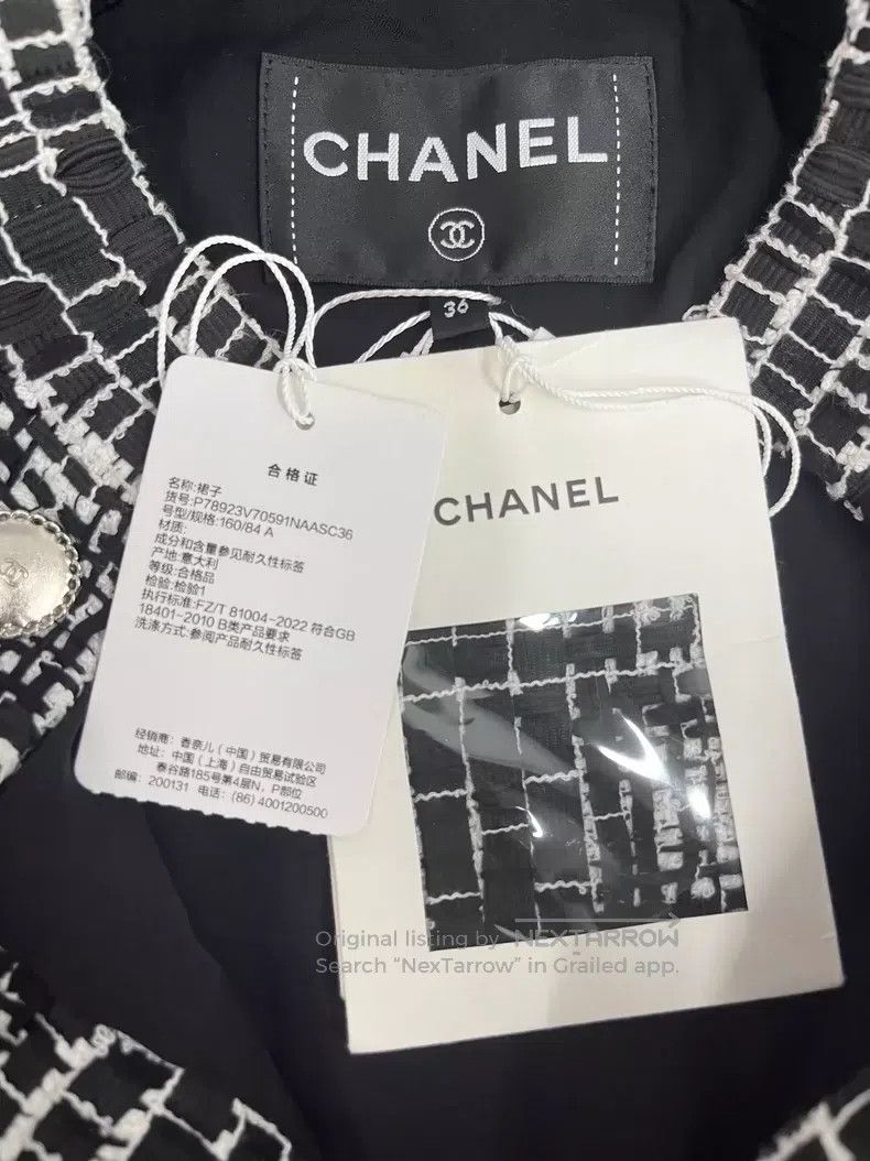 Chanel Chanel 25C black stand-up collar plaid tweed coat Size XS / US 0-2 / IT 36-38 - 4 Thumbnail