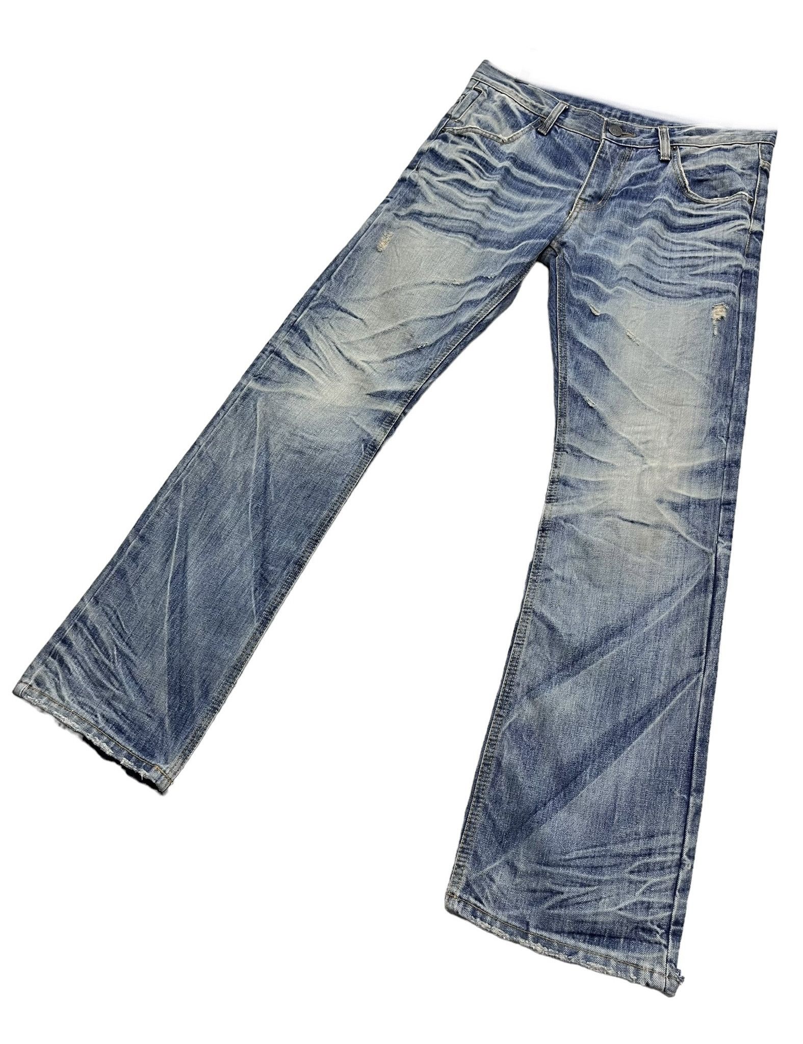 Japanese Brand FYE🔥90's IMPROVES Mud Wash Claw Mark Distressed Denim Jeans Size US 32 / EU 48 - 12 Thumbnail