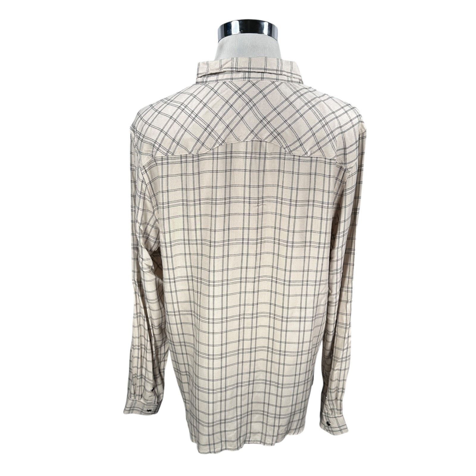 Other YoungLA Shirt Men’s XL Beige Checked Cowboy Cut Pearl Snap Size US XL / EU 56 / 4 - 5 Thumbnail