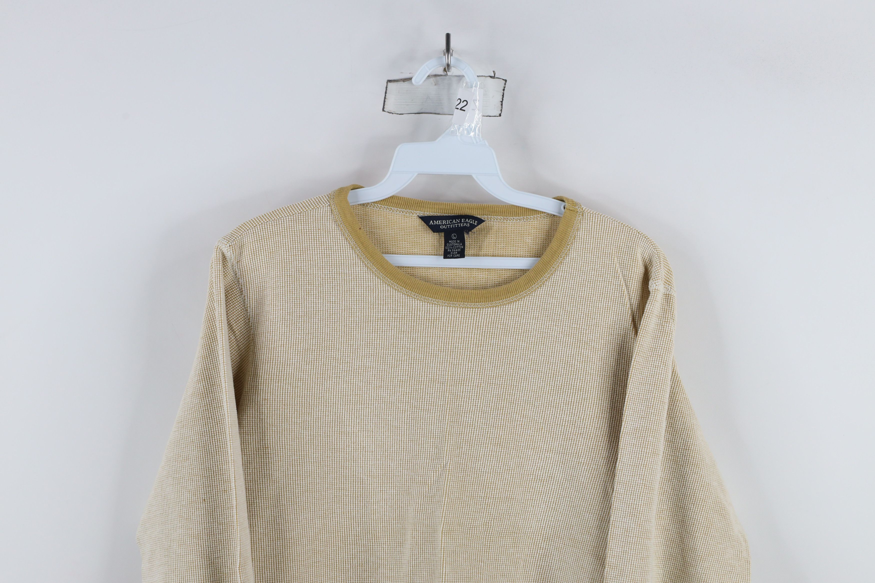 American Eagle Outfitters × Vintage Vintage 90s Y2K American Eagle Waffle Knit T-Shirt Yellow Size L / US 10 / IT 46 - 2 Thumbnail