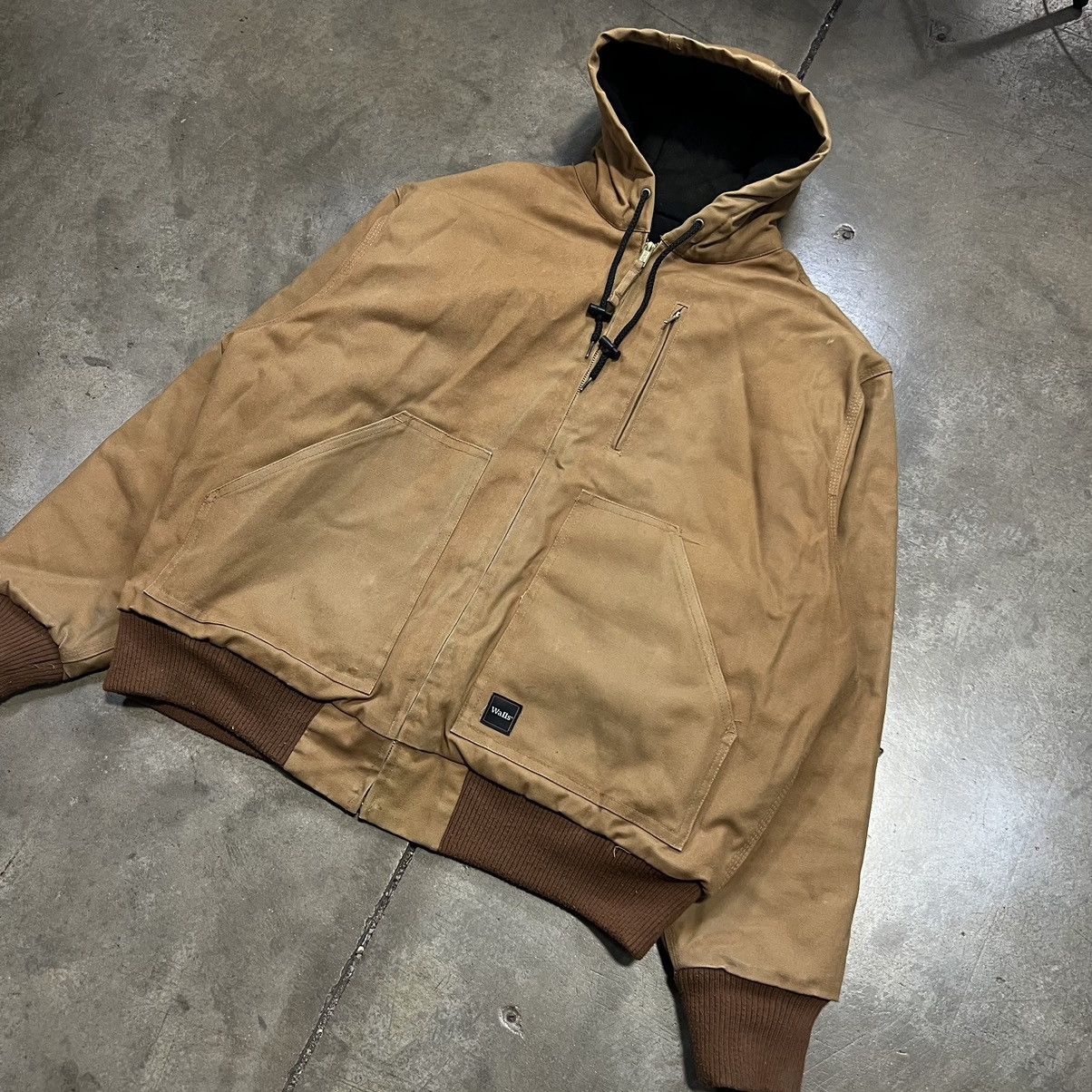 Vintage × Walls Walls Workwear Canvas Jacket Hooded Active Zip Up Faded Boxy Size US XL / EU 56 / 4 - 2 Thumbnail
